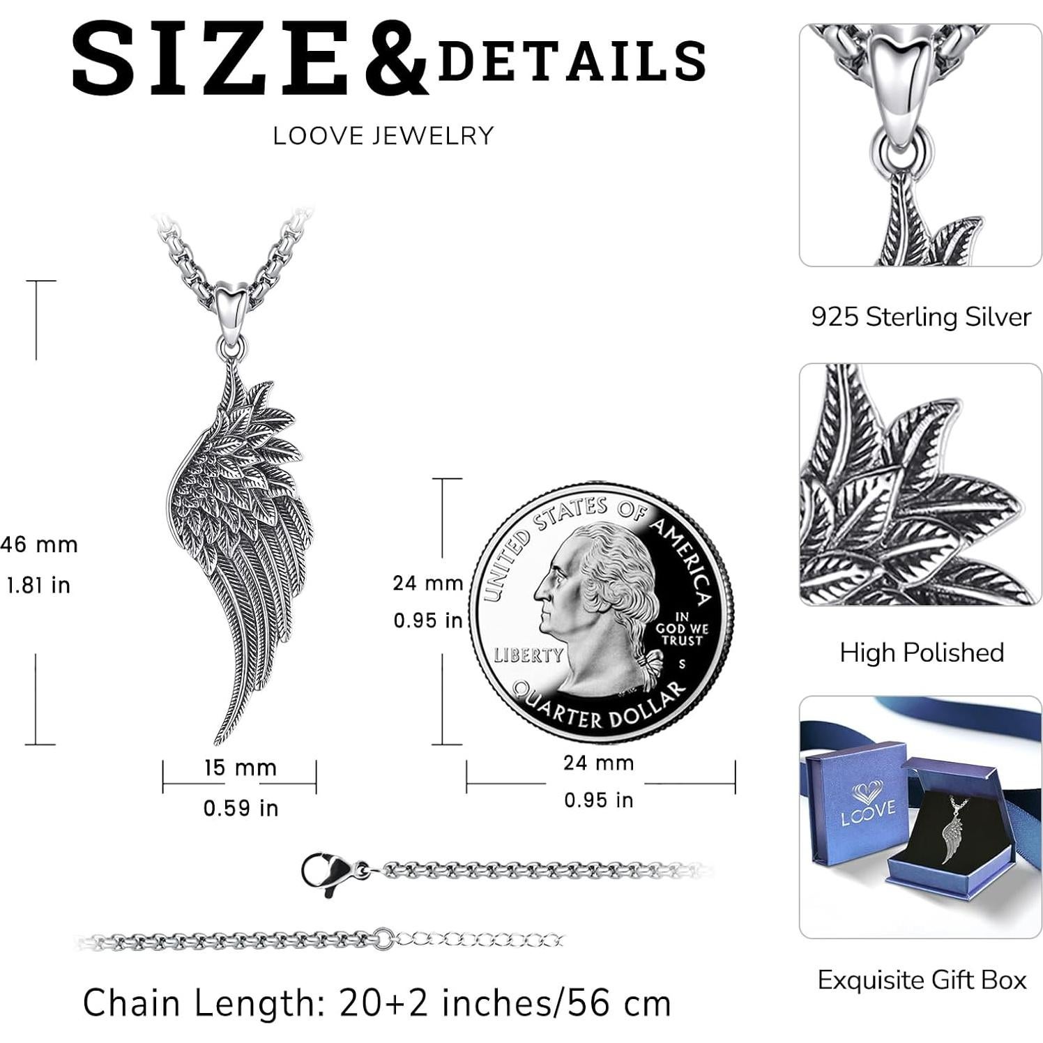 Collar de Alas de Ángel 925 Plata de Ley para Mujeres