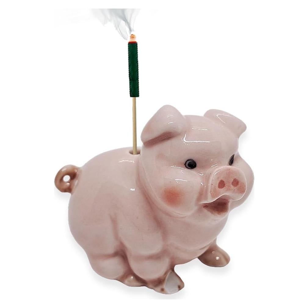 Soporte de Incienso Cerámica Rosa Cerdo BestySuperStore 4.12x2.54cm