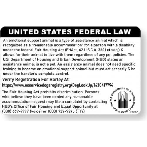 Tarjeta de Identificación Just 4 Paws para Perro de Apoyo Emocional