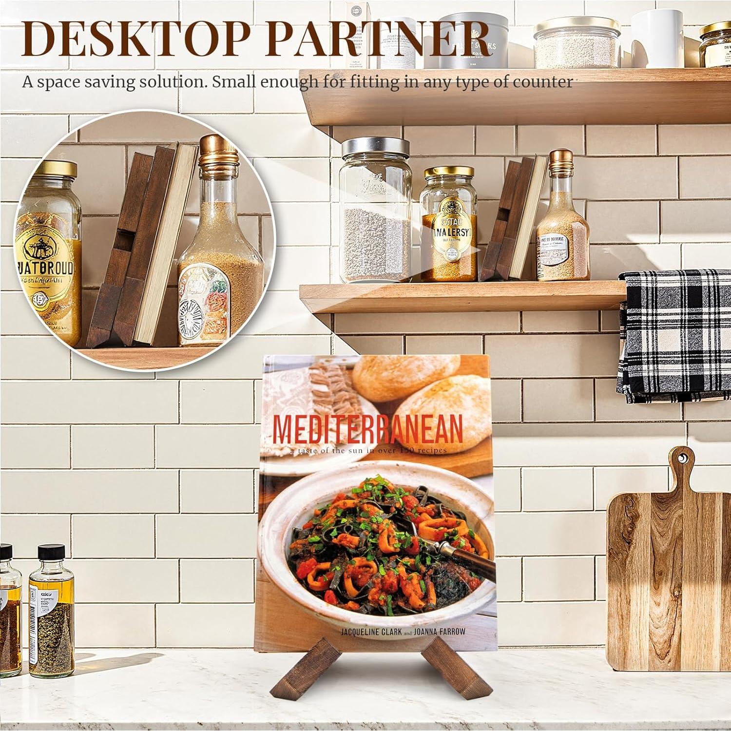 Soporte de Recetario PUERSI de Madera Rústica - Marrón