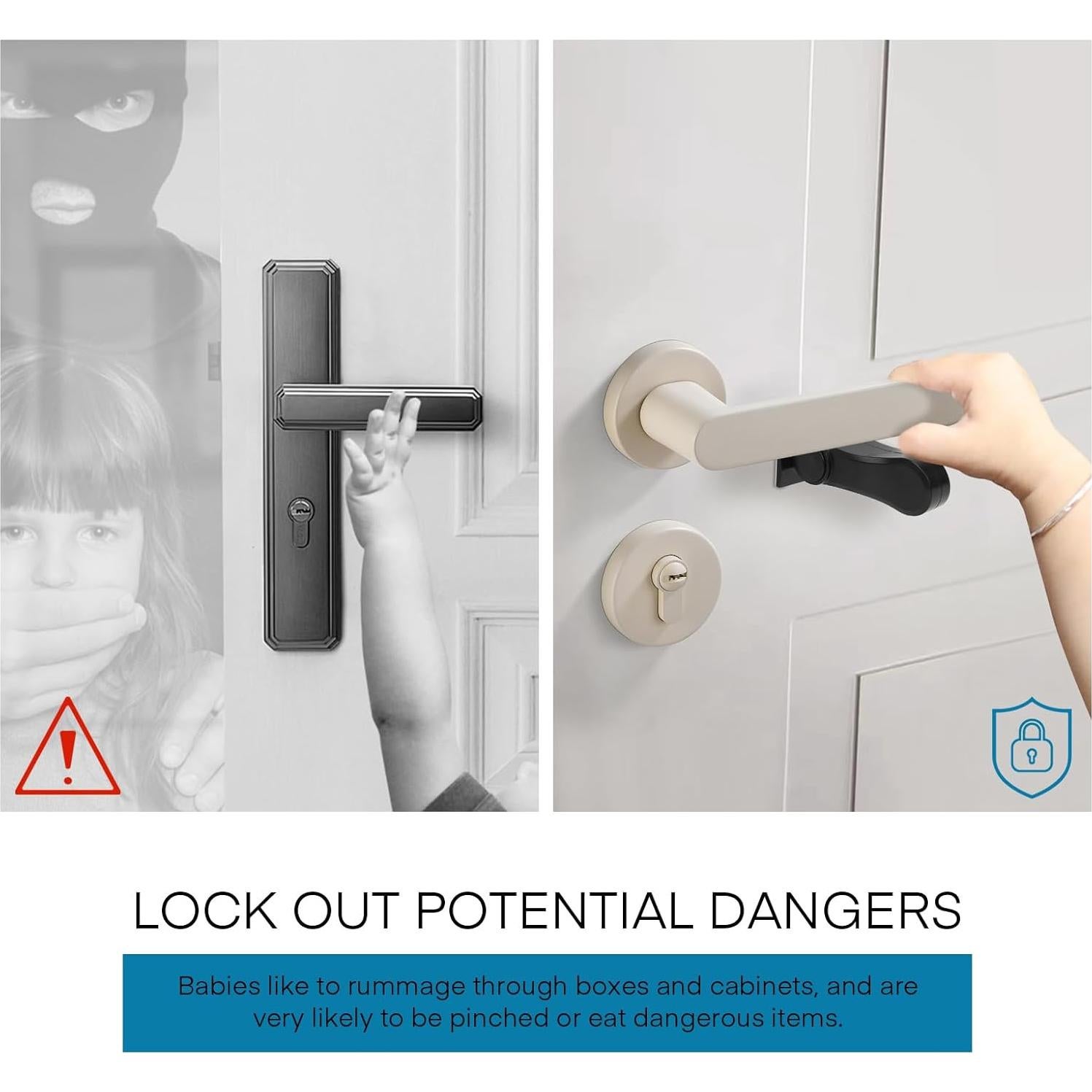 Bloqueo de Palanca de Puerta BiSiViO Negro - 2 Piezas