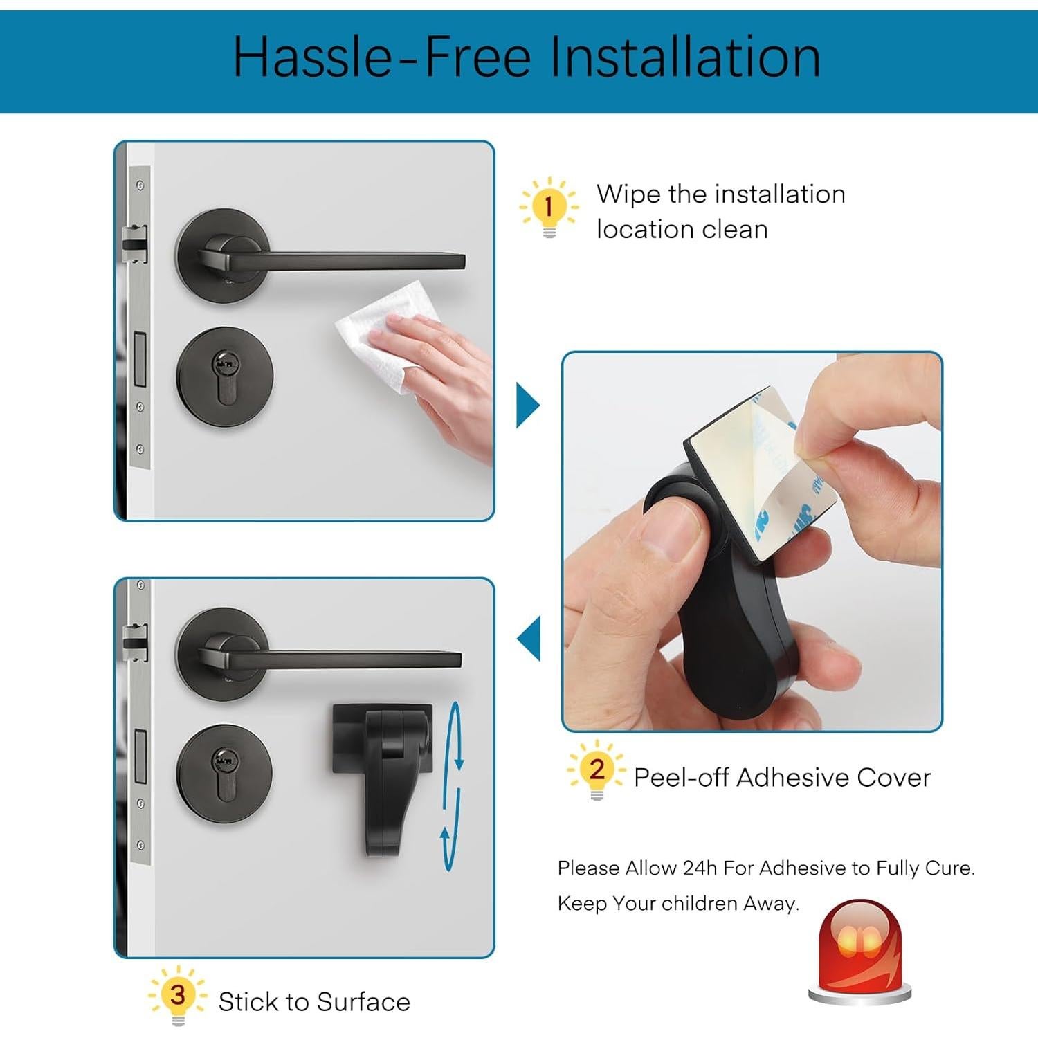 Bloqueo de Palanca de Puerta BiSiViO Negro - 2 Piezas