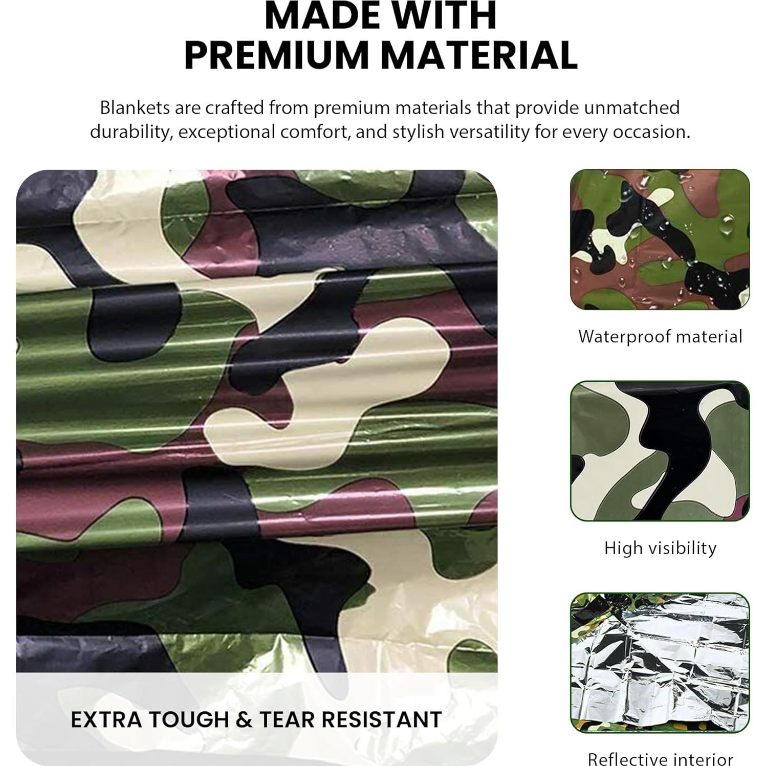 Manta Térmica de Emergencia Primacare Camuflaje 10 Unidades 208x130 cm