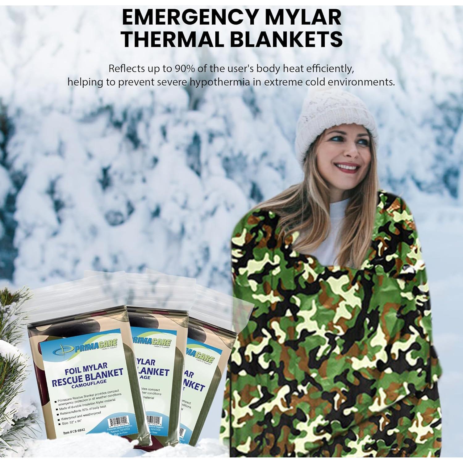 Manta Térmica de Emergencia Primacare Camuflaje 10 Unidades 208x130 cm