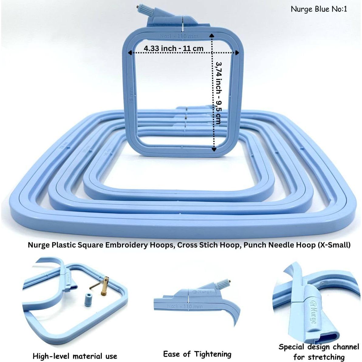 Aro de Bordado Cuadrado Nurge Azul X-Pequeño 28x25cm