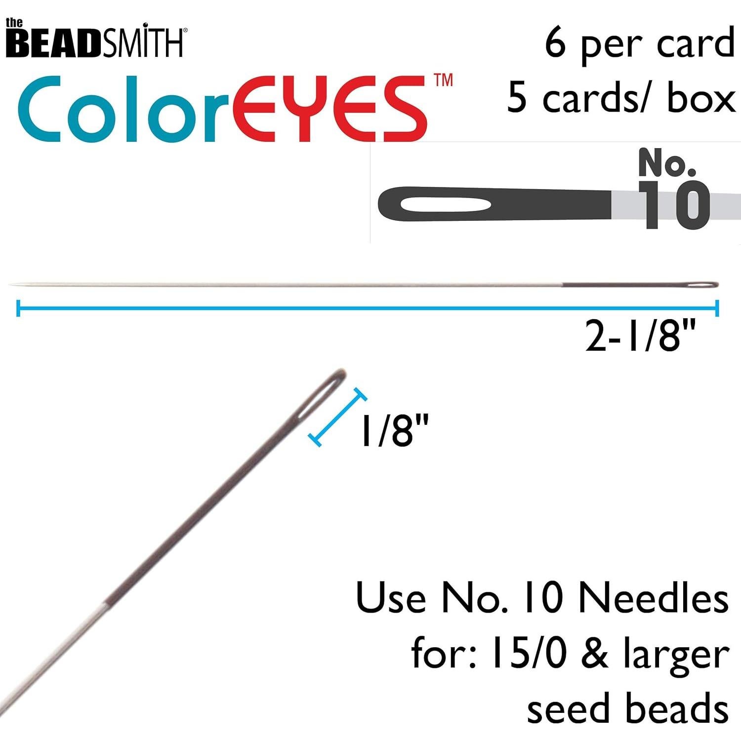 Agujas de Beading The Beadsmith #10, 6 Agujas, Punta Negra
