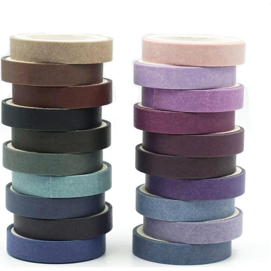 Juego de 20 Rollos de Cinta Washi Baizijili 60m 7.5mm Morandi