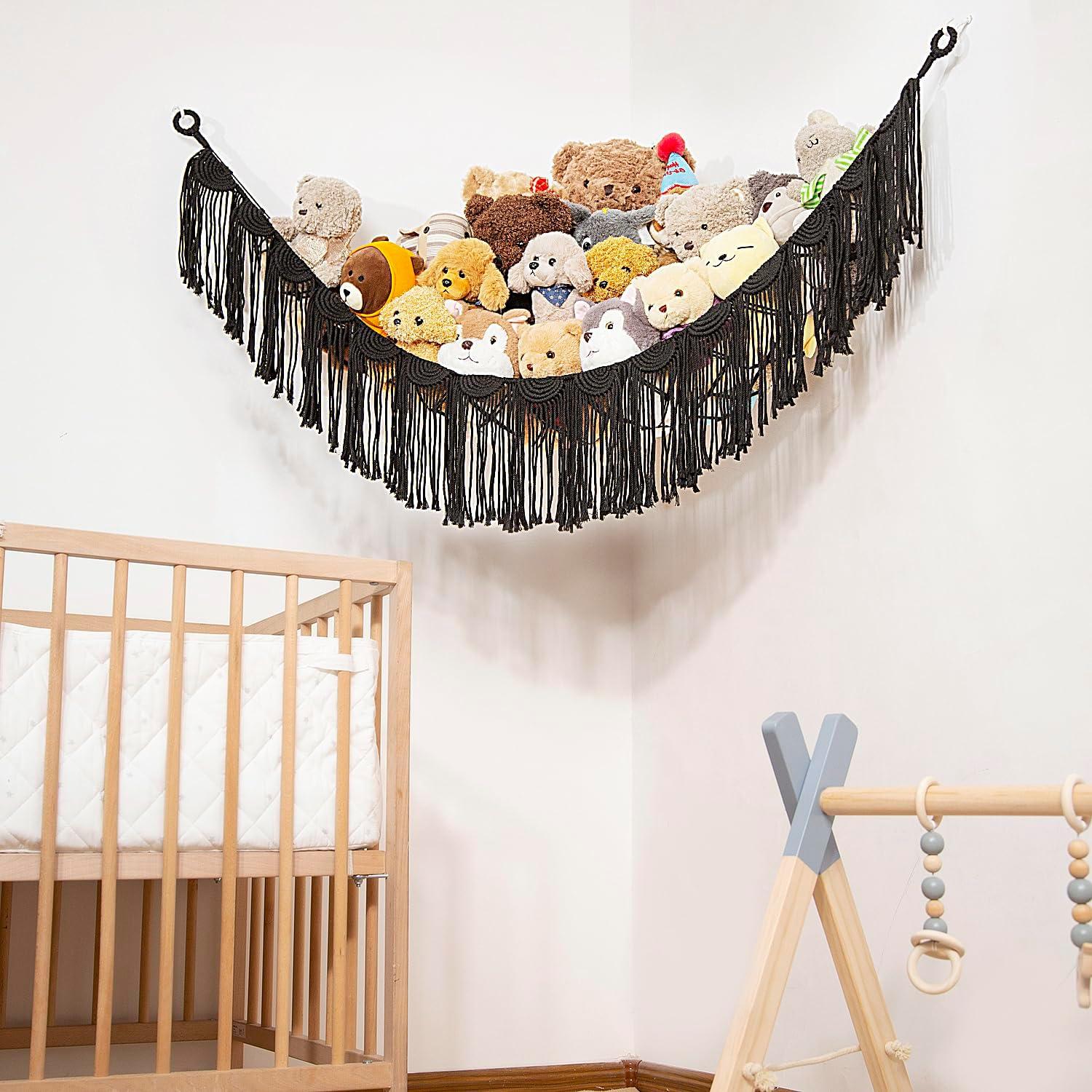 Hamaca Colgante de Peluche Amd Organizador Negro 101.6x152.4cm