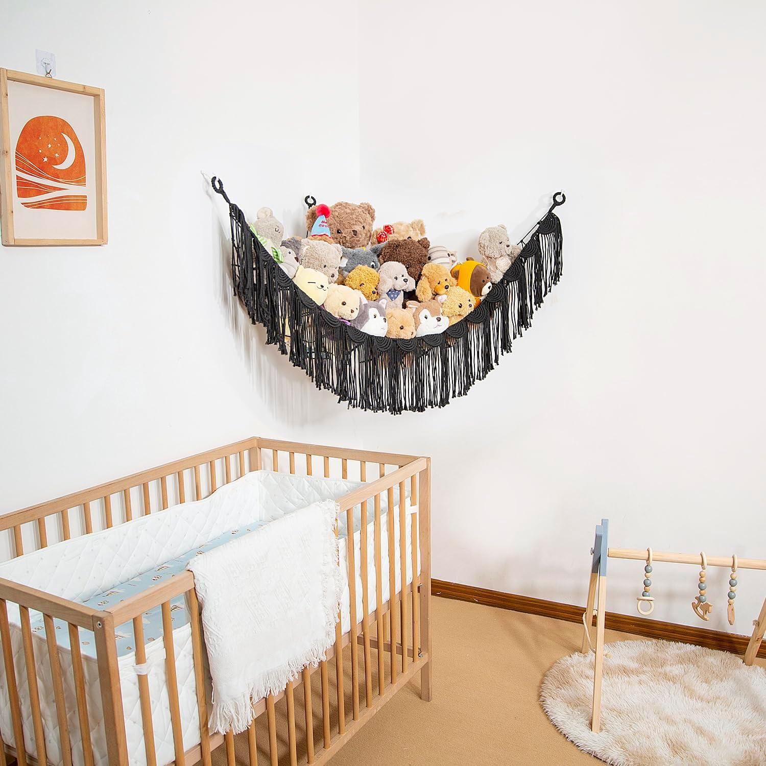 Hamaca Colgante de Peluche Amd Organizador Negro 101.6x152.4cm