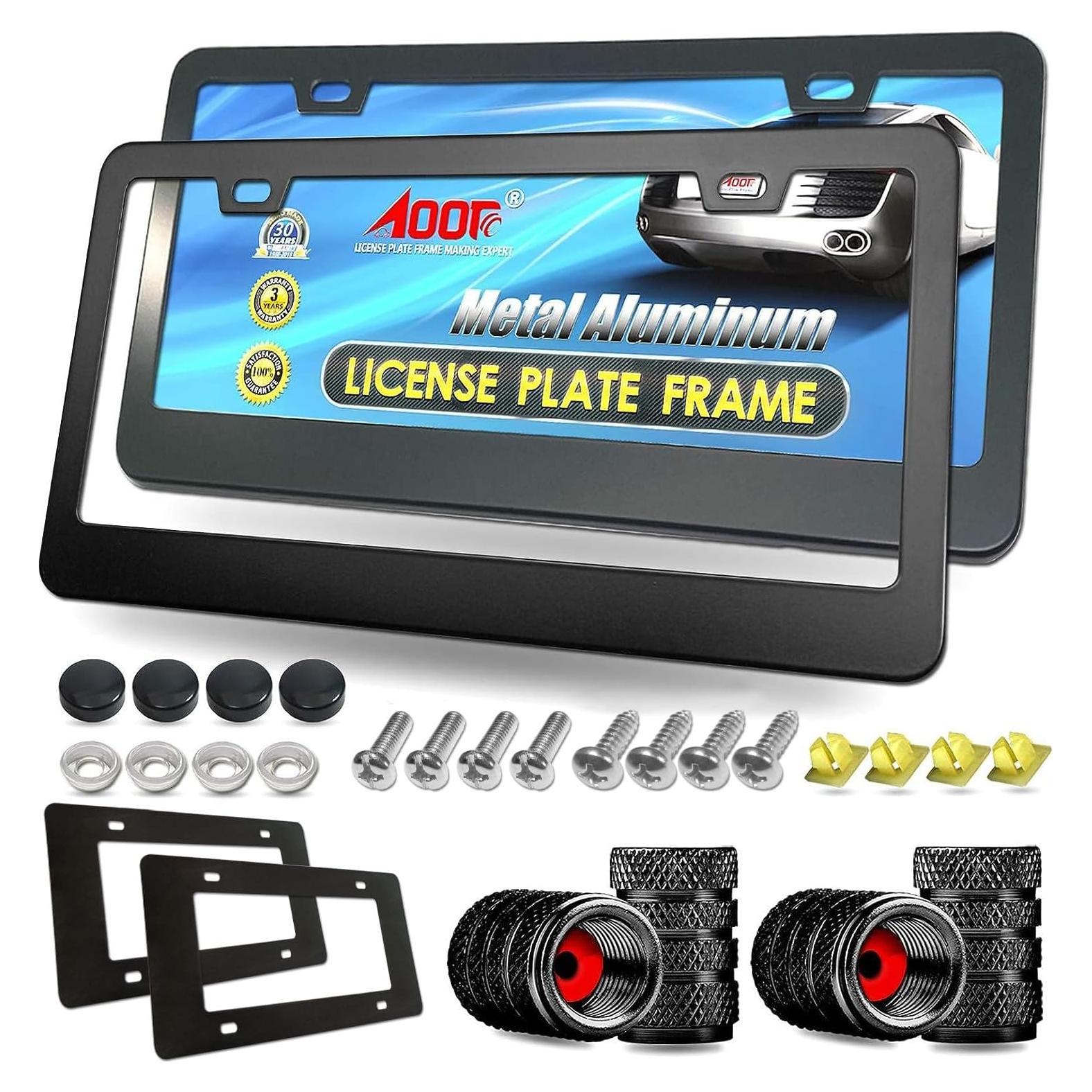 Marcos de Placas de Licencia Aootf - Aluminio Negro Mate, 2 Piezas
