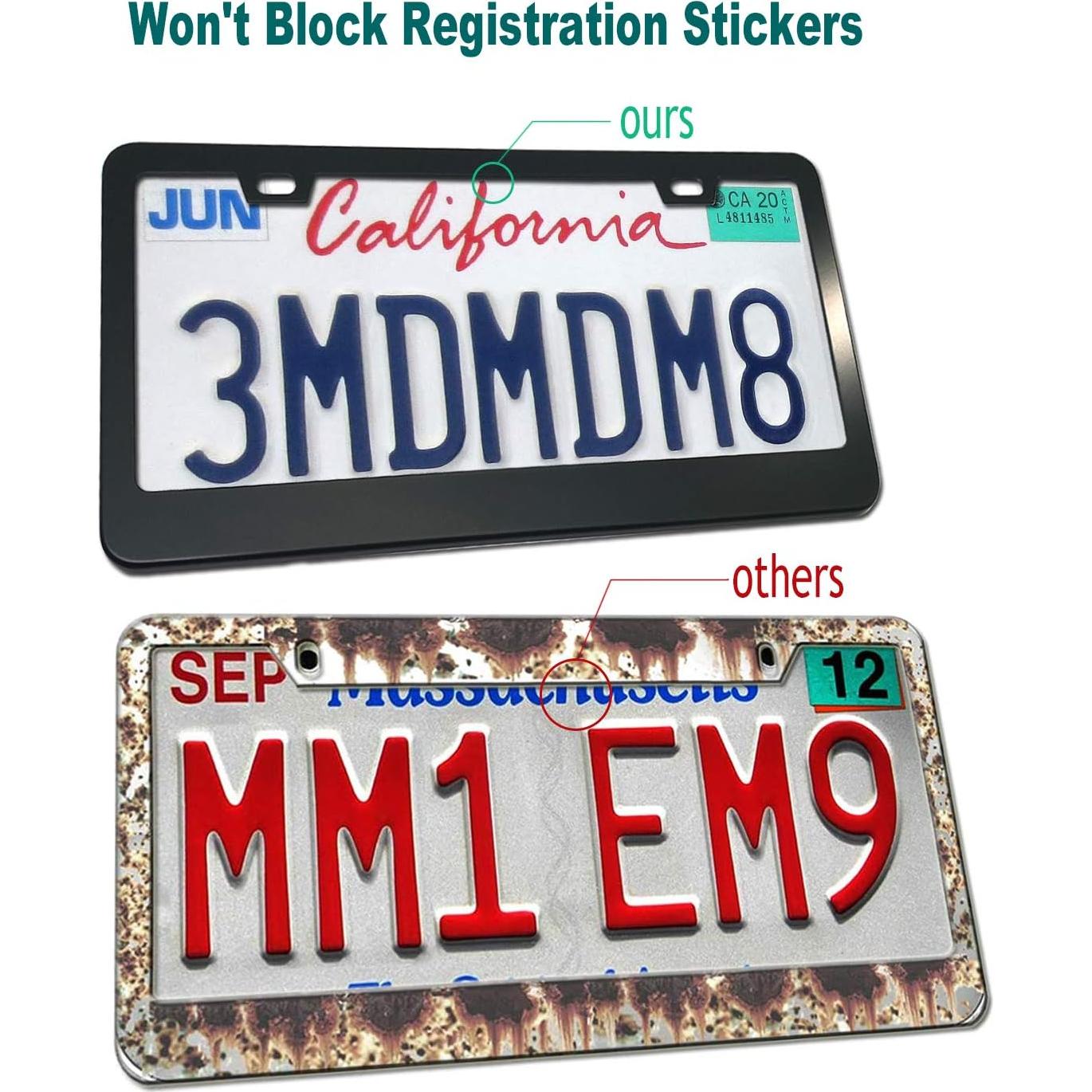 Marcos de Placas de Licencia Aootf - Aluminio Negro Mate, 2 Piezas