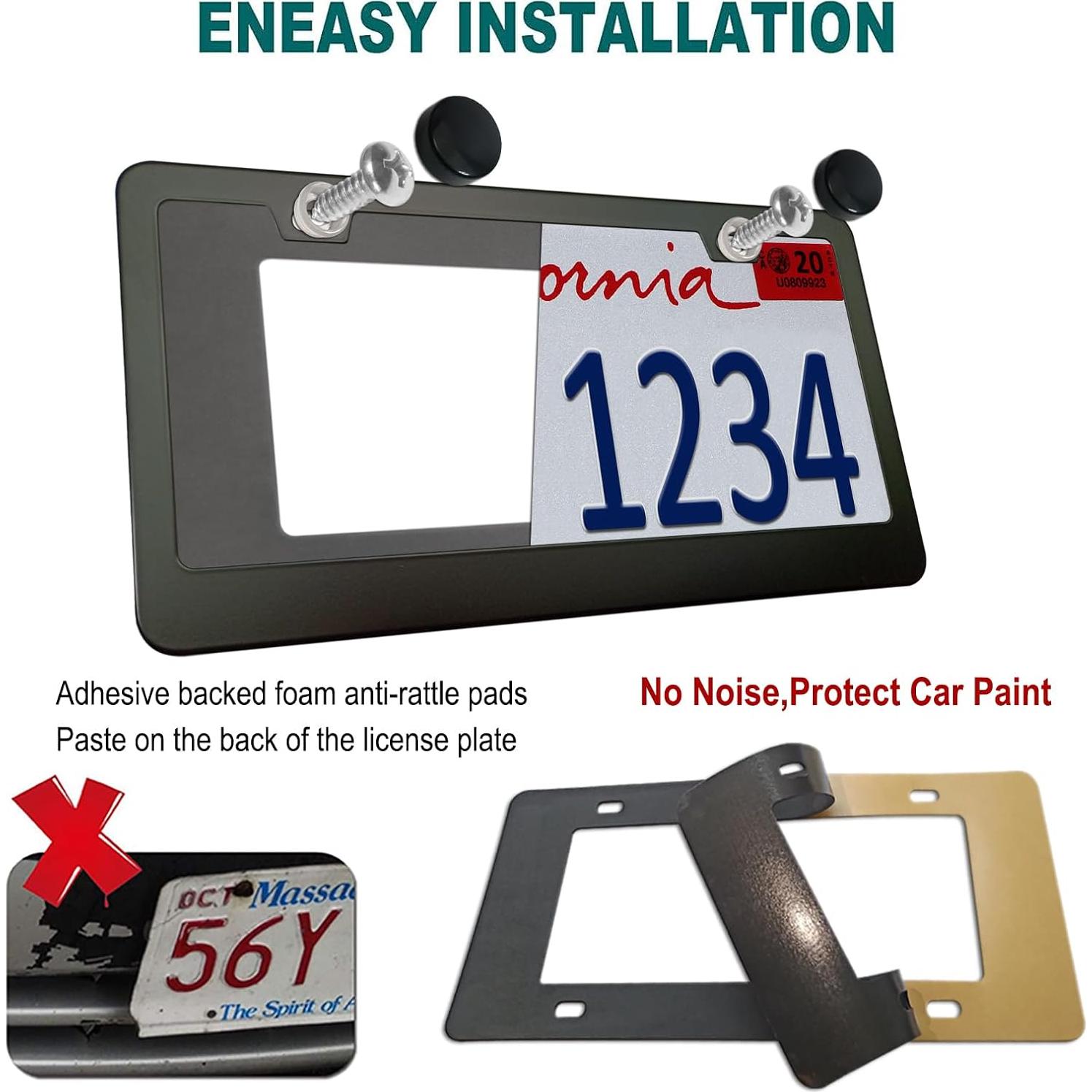 Marcos de Placas de Licencia Aootf - Aluminio Negro Mate, 2 Piezas