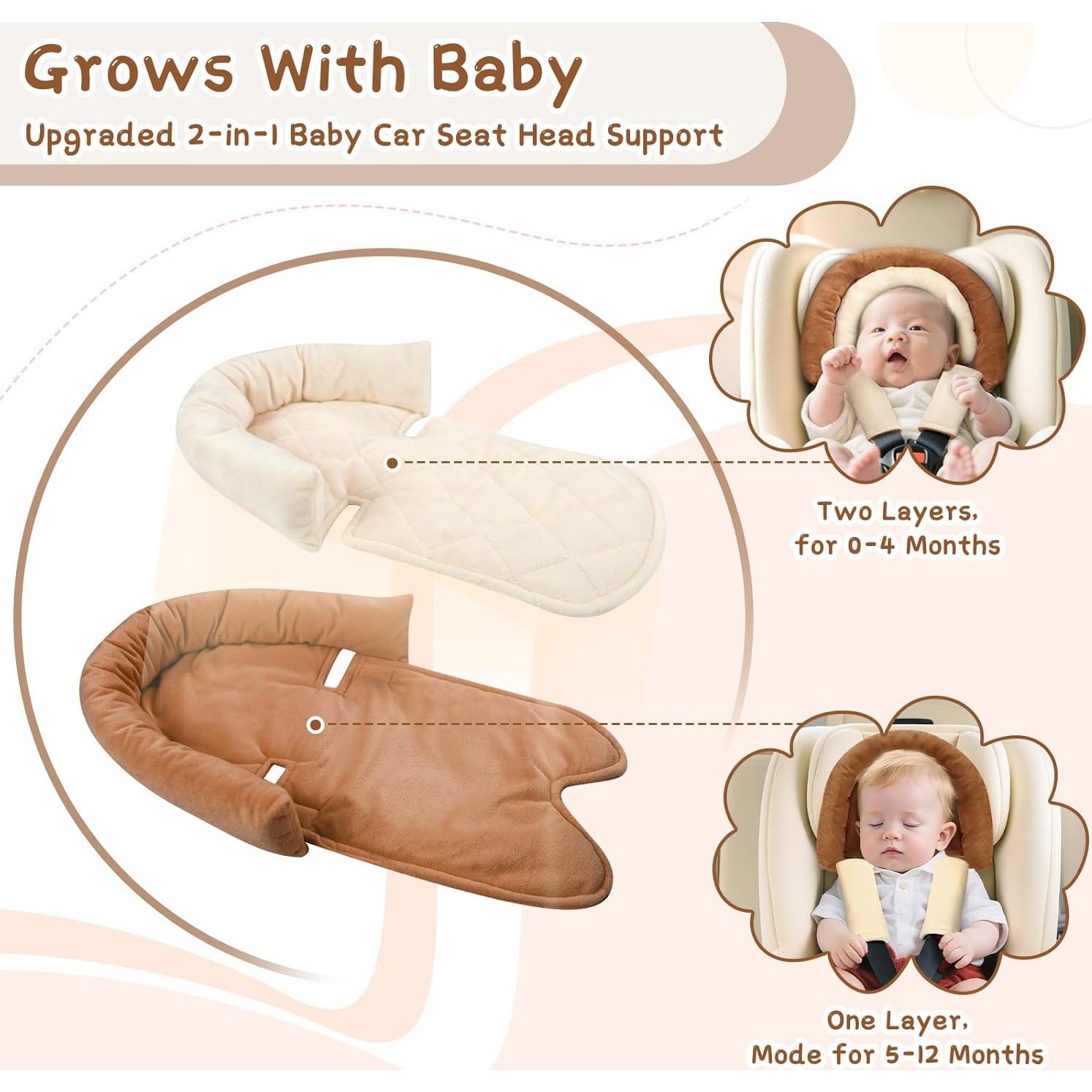 Soporte para cabeza y cuerpo Pea Pod 2 en 1 para bebés Marrón