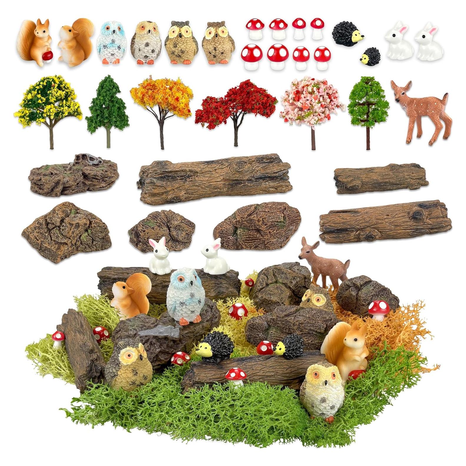 Kit de Jardín Miniatura 36 Piezas PIVNASY - Adornos de Resina