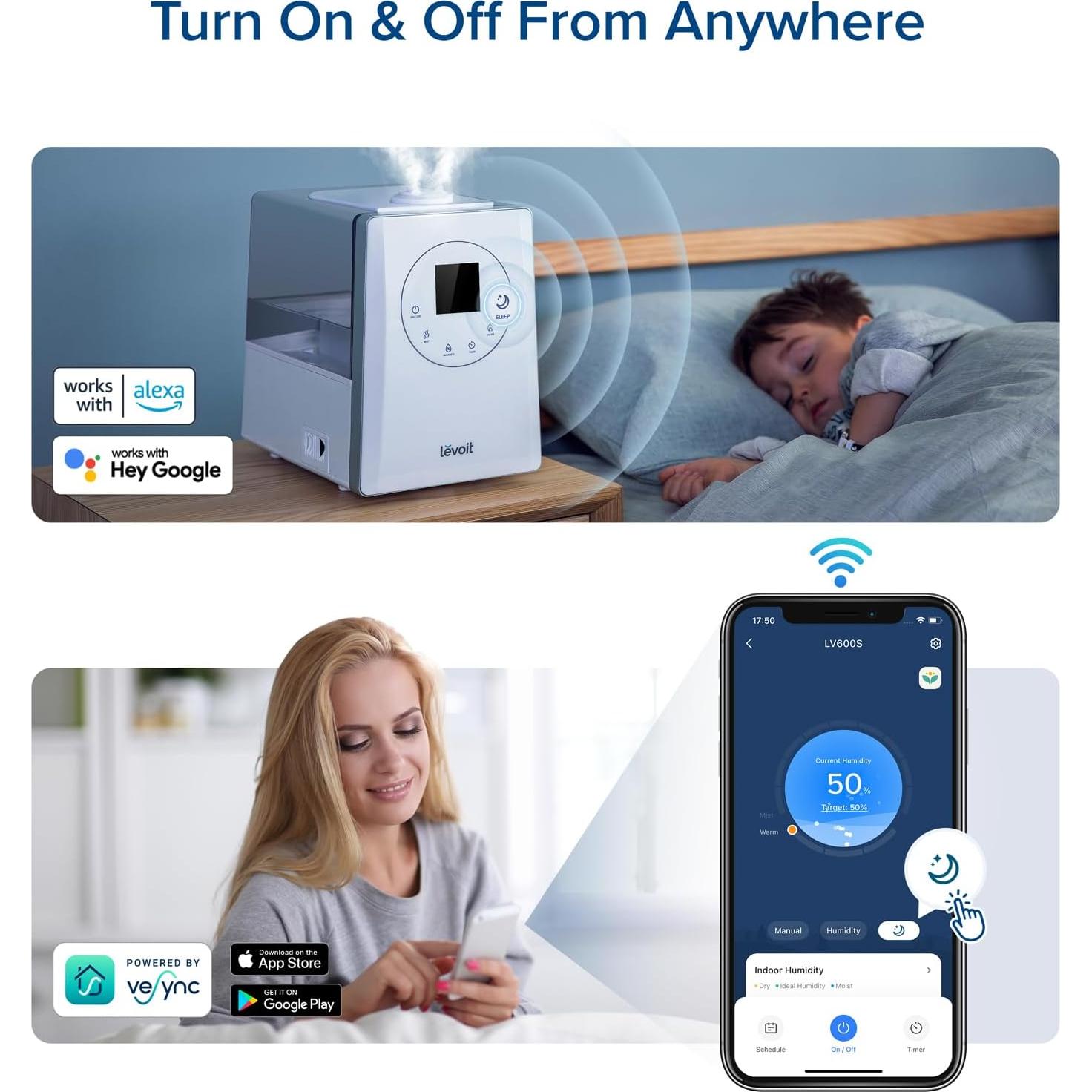 Humidificador LEVOIT LV600S 6L Inteligente Niebla Cálida Fría