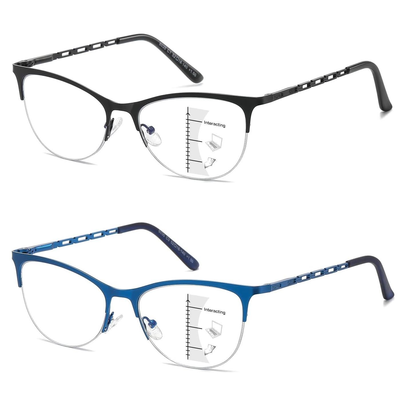 Gafas de lectura multifocales LKEYE con protección UV y luz azul