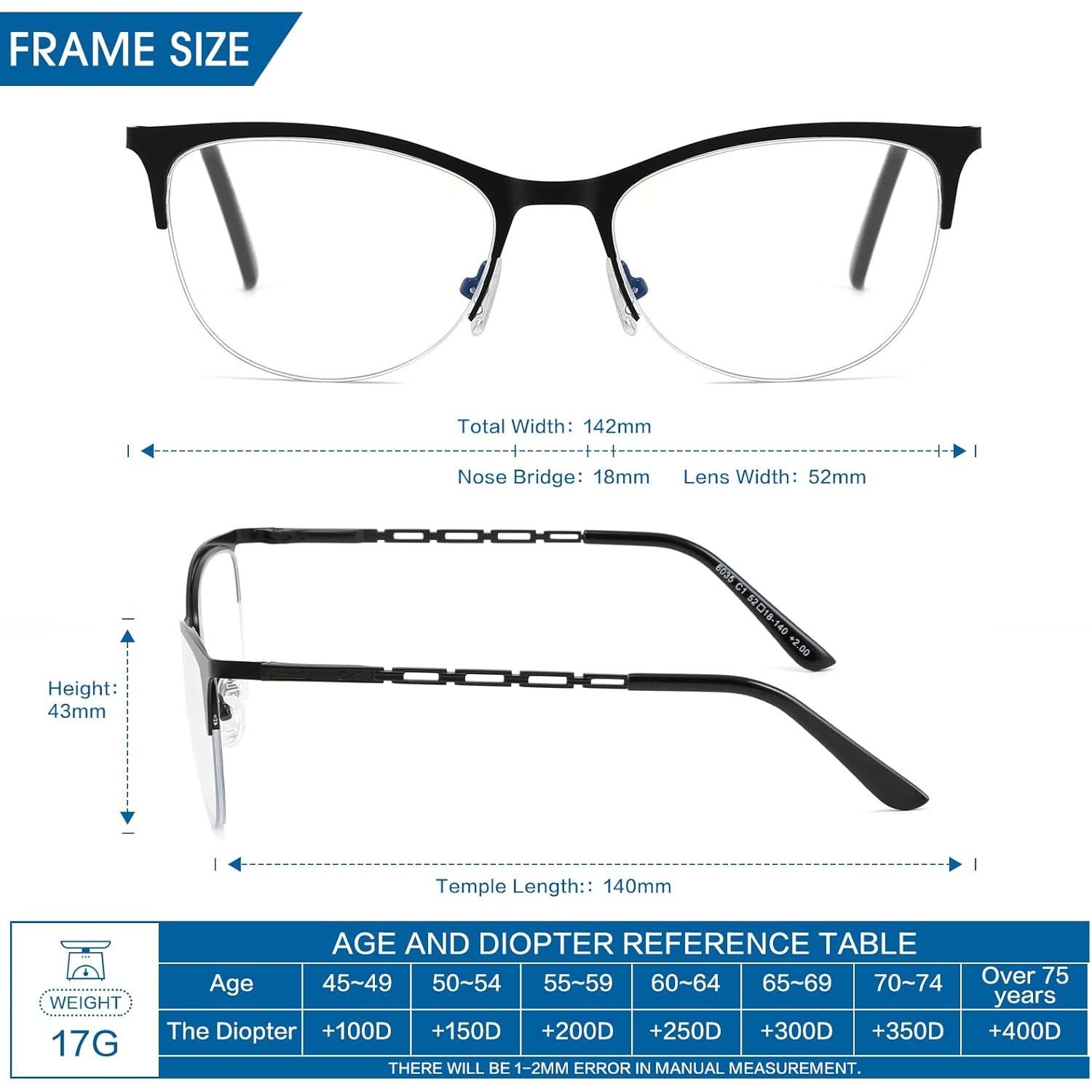 Gafas de lectura multifocales LKEYE con protección UV y luz azul