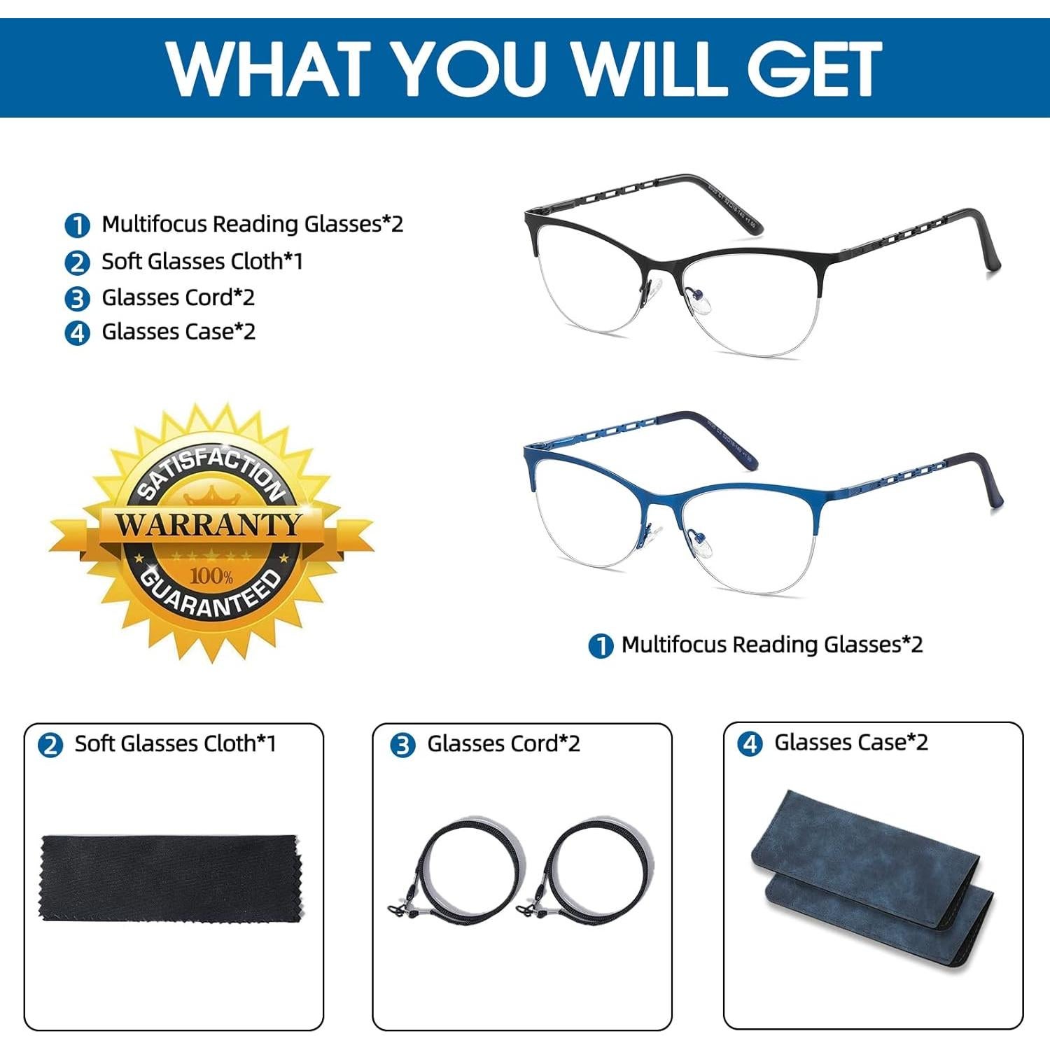 Gafas de lectura multifocales LKEYE con protección UV y luz azul