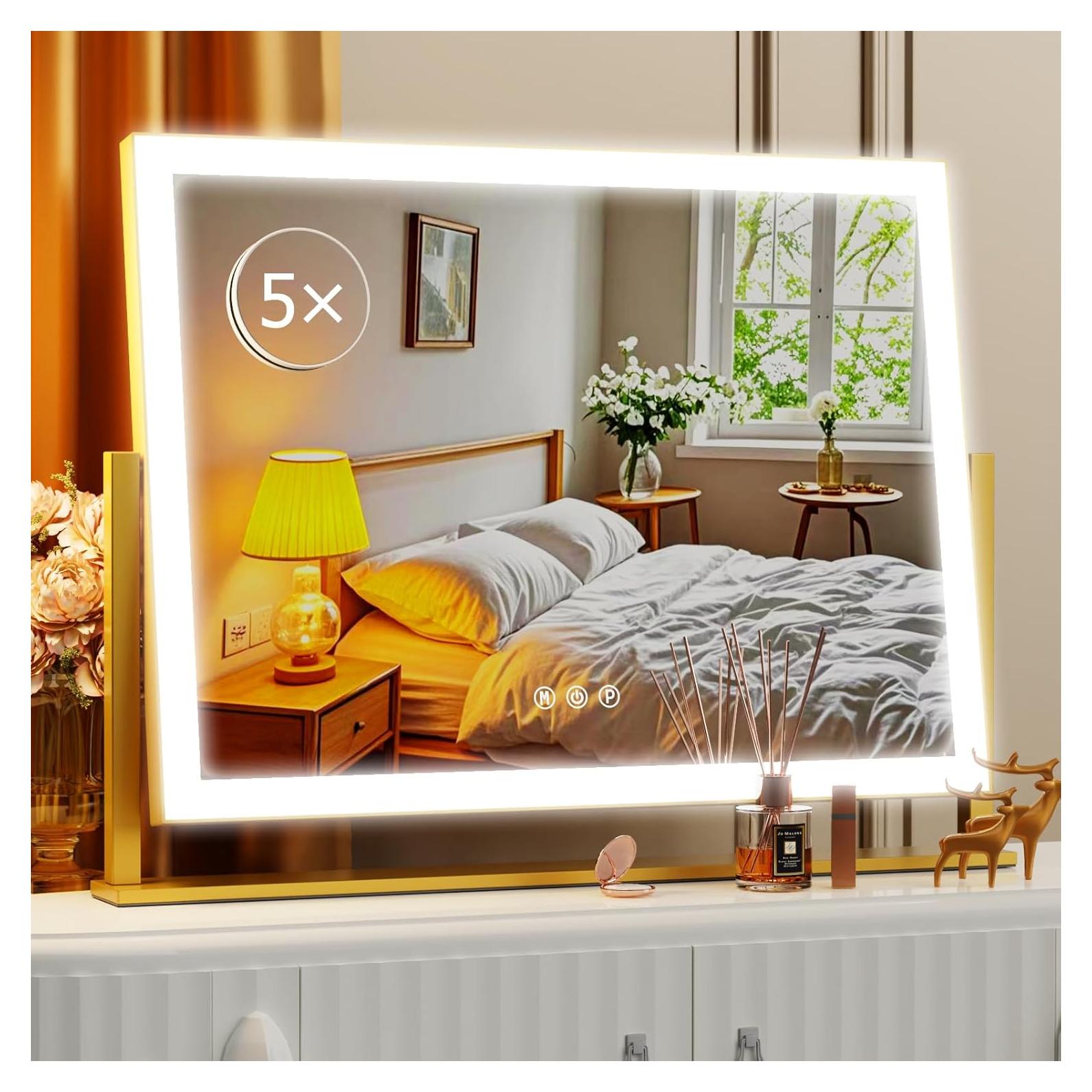 Espejo de Maquillaje Iluminado Gvnkvn 44x33 cm 5X Magnificación