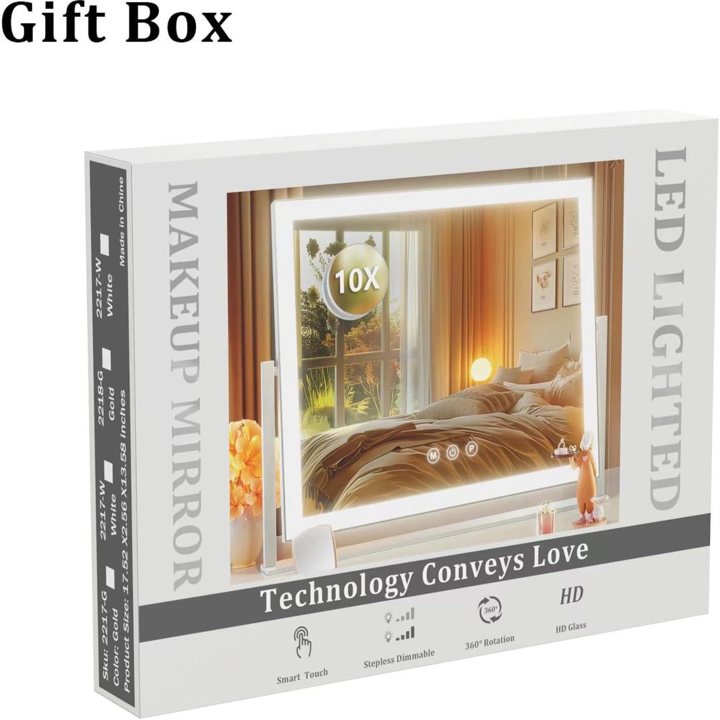 Espejo de Maquillaje Iluminado Gvnkvn 44x33 cm 5X Magnificación