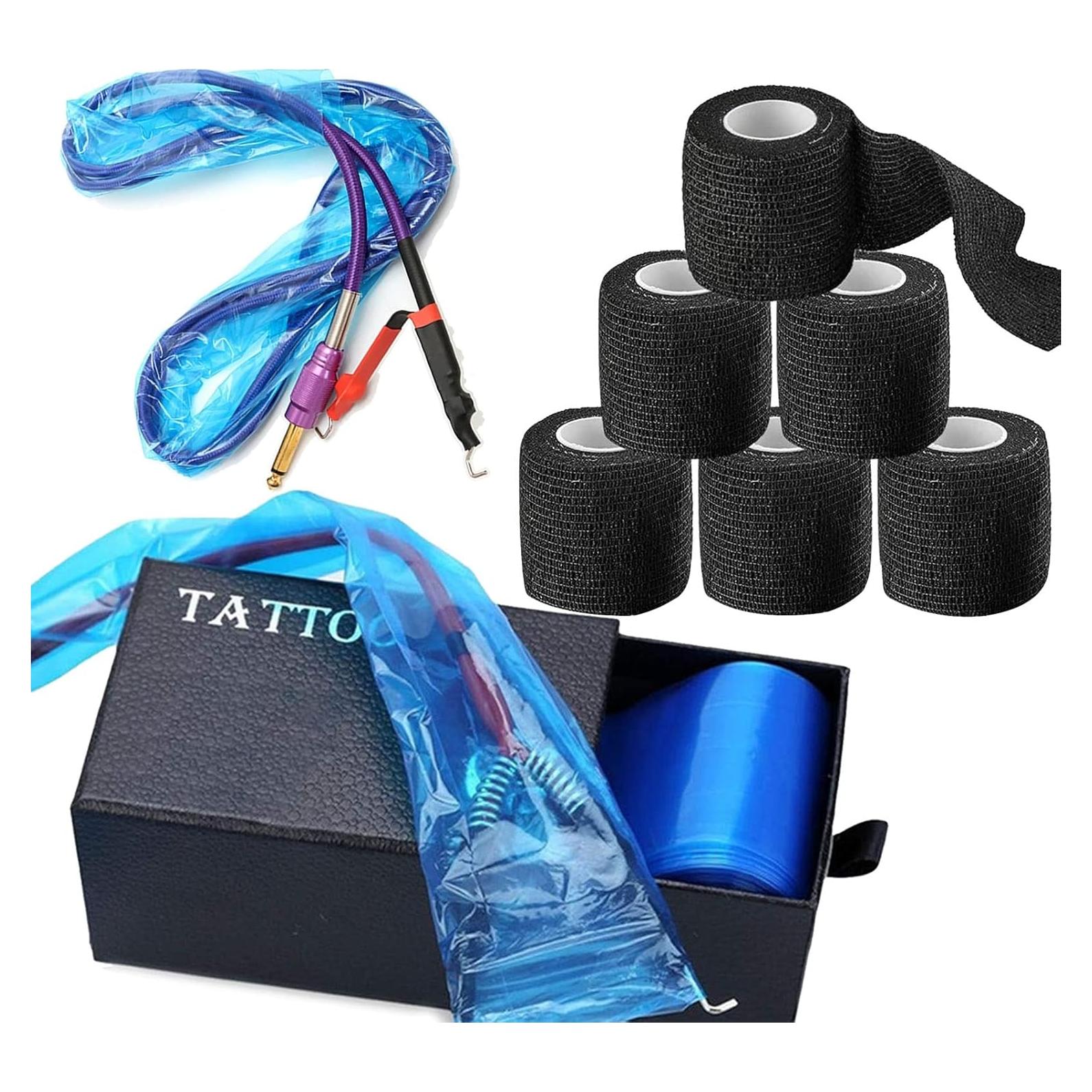 SOTICA 100 Fundas de Cables y 6 Cintas de Agarre para Tatuajes