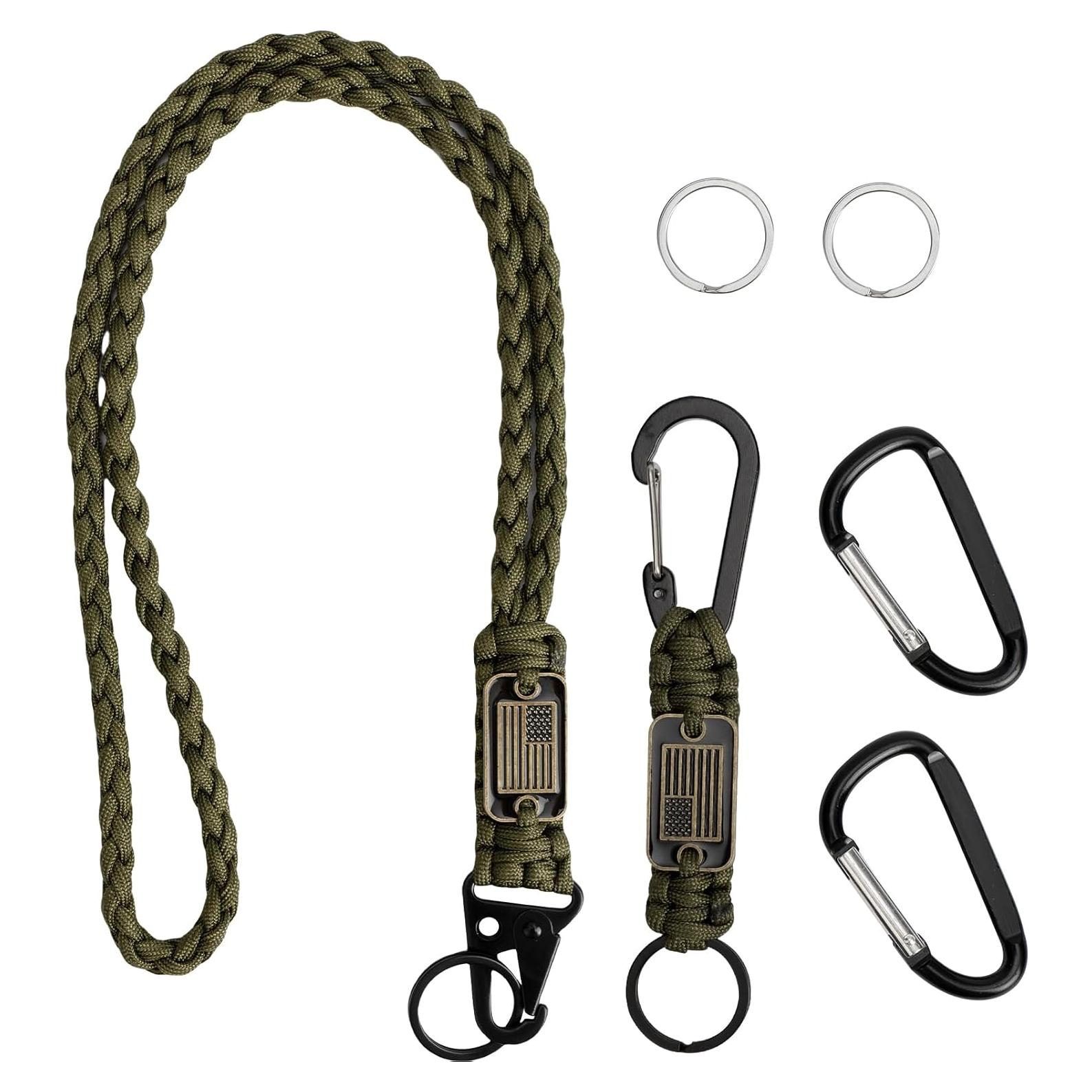 Llavero Paracord ELCJDZYO 2 Pcs Verde Militar 50 cm