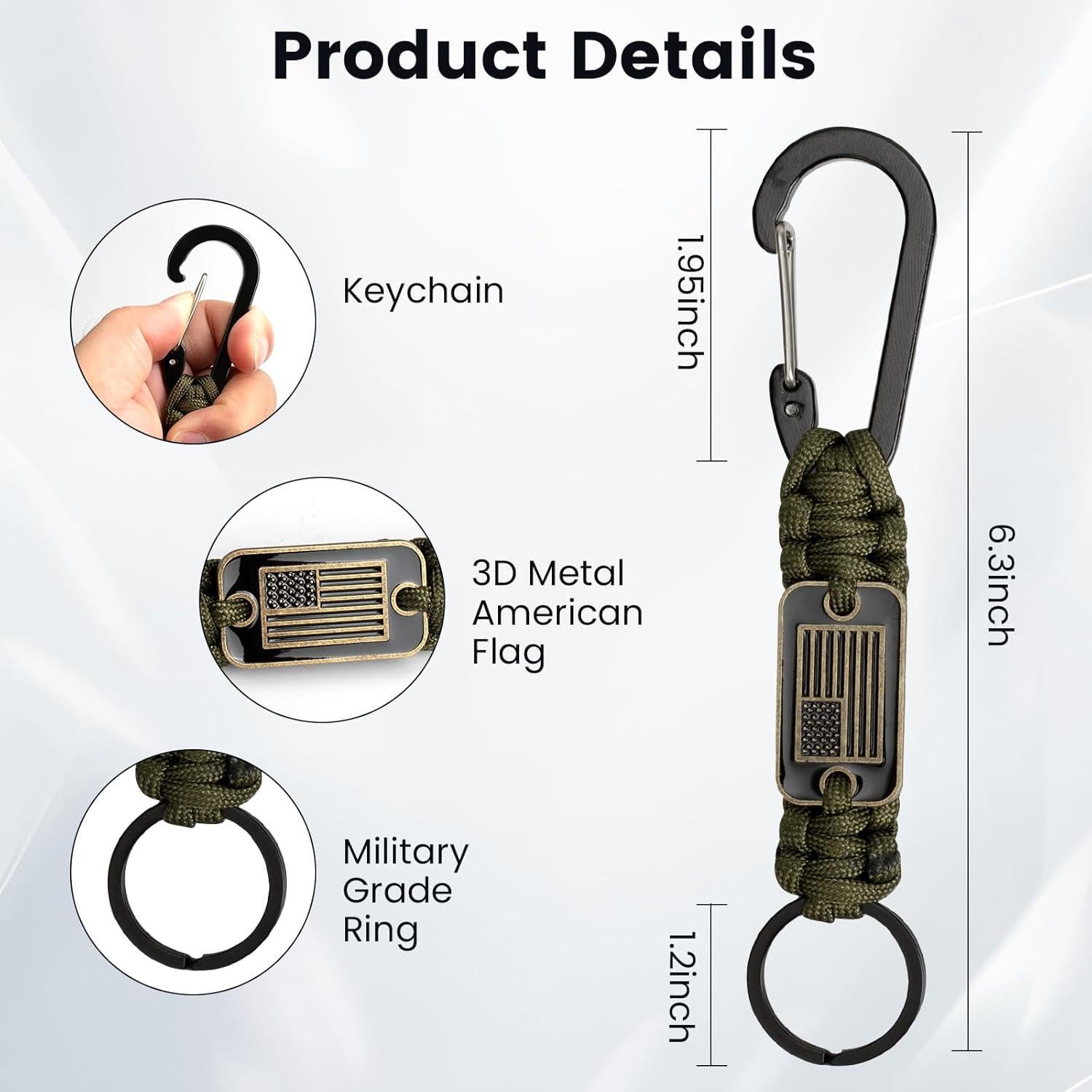 Llavero Paracord ELCJDZYO 2 Pcs Verde Militar 50 cm