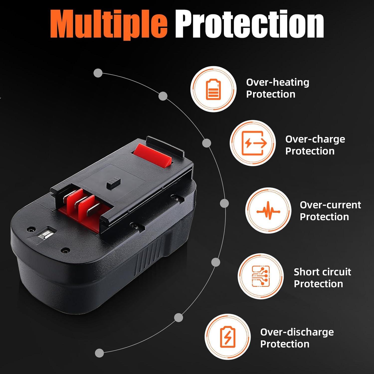 2 Baterías Recargables Ni-Mh 18V 4800mAh Black and Decker