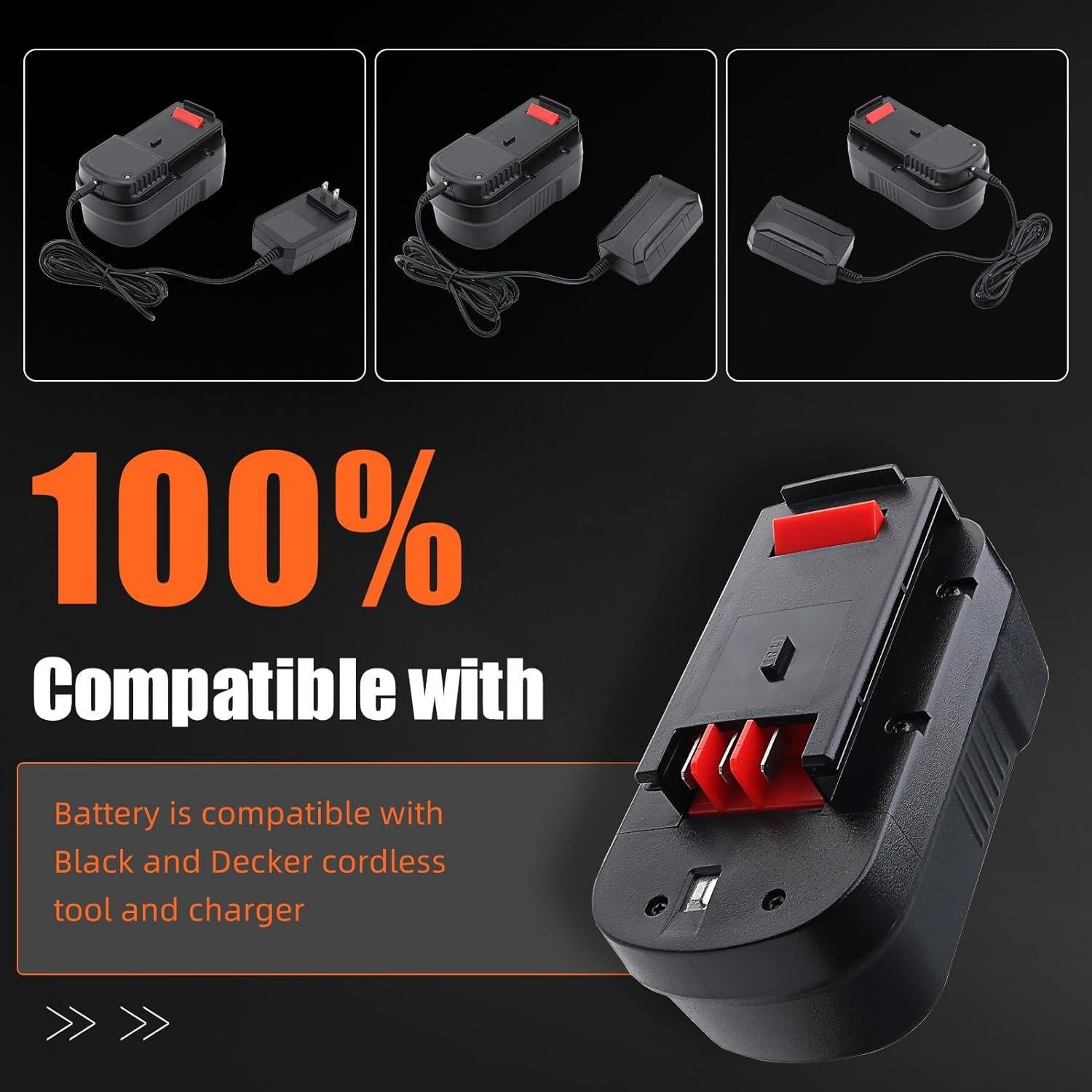 2 Baterías Recargables Ni-Mh 18V 4800mAh Black and Decker