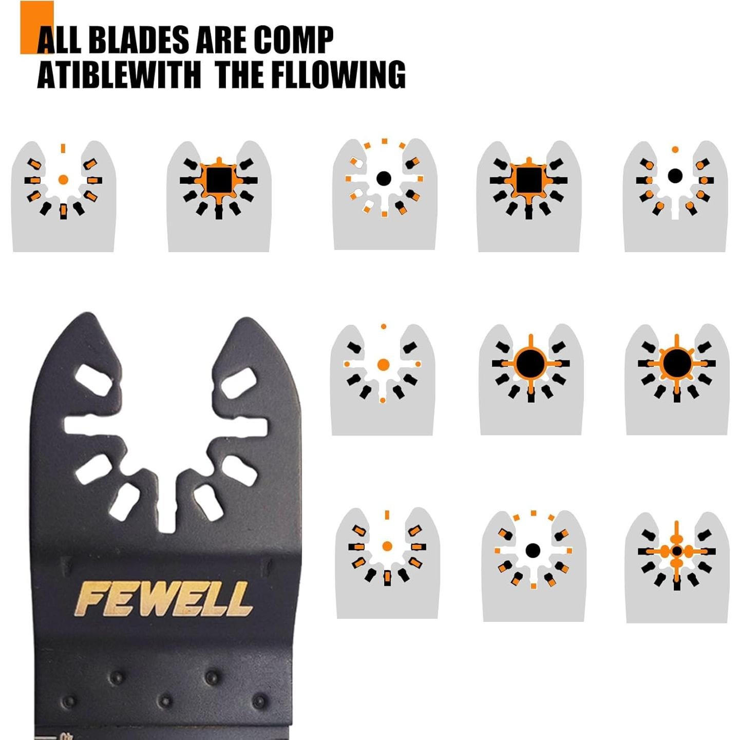 Cuchillas de Sierra Oscilante Titanio FEWELL 20 Piezas 3 Tipos