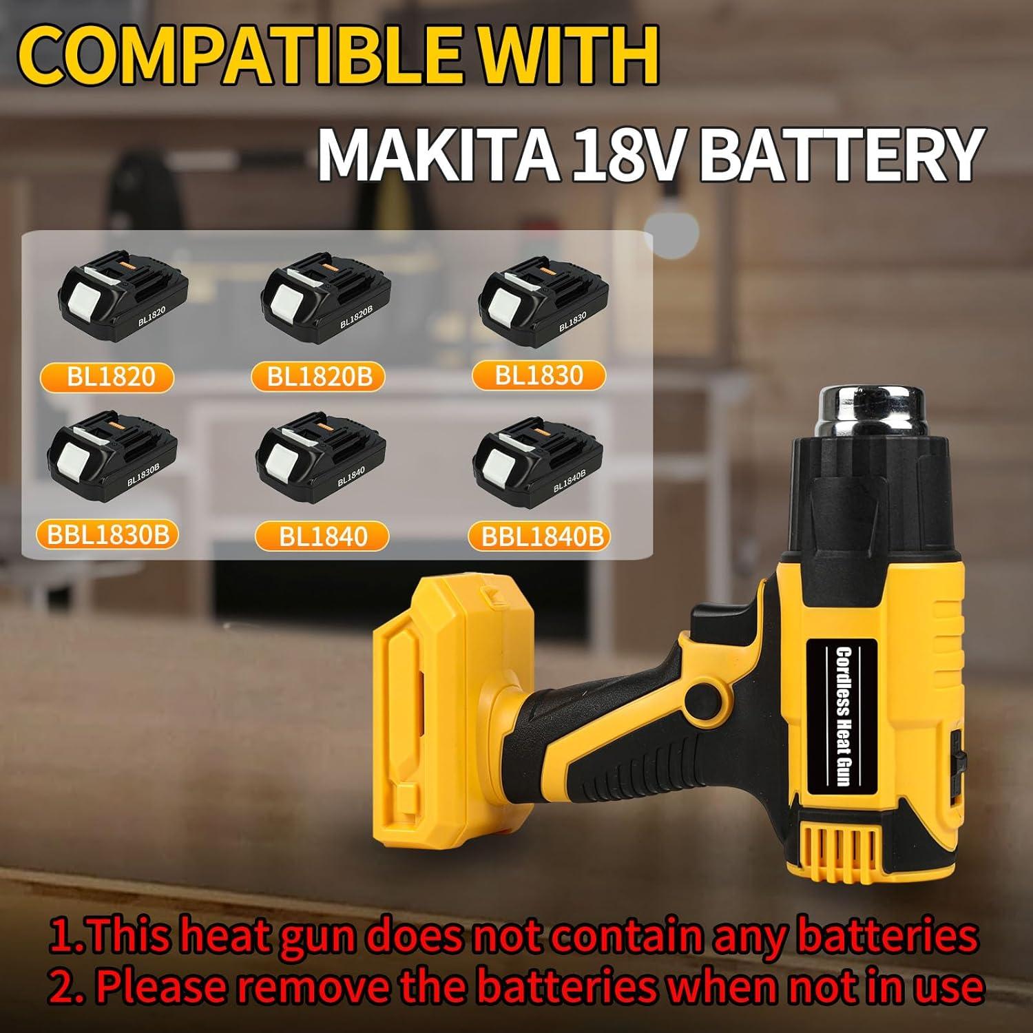 Pistola de Calor Inalámbrica RIWELF 18V con Luz LED y 4 Boquillas