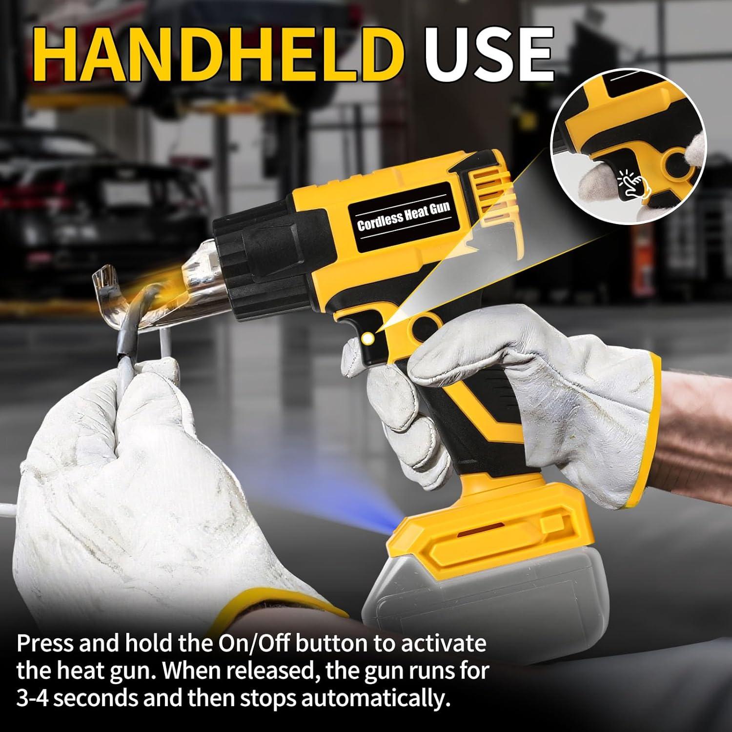 Pistola de Calor Inalámbrica RIWELF 18V con Luz LED y 4 Boquillas