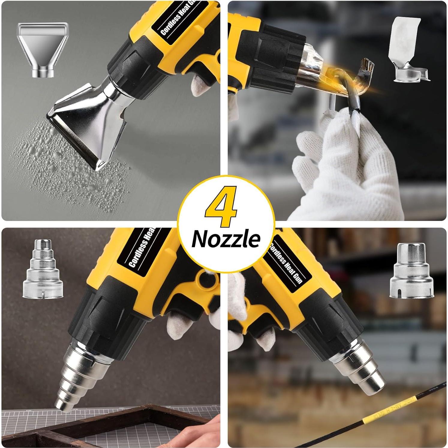 Pistola de Calor Inalámbrica RIWELF 18V con Luz LED y 4 Boquillas