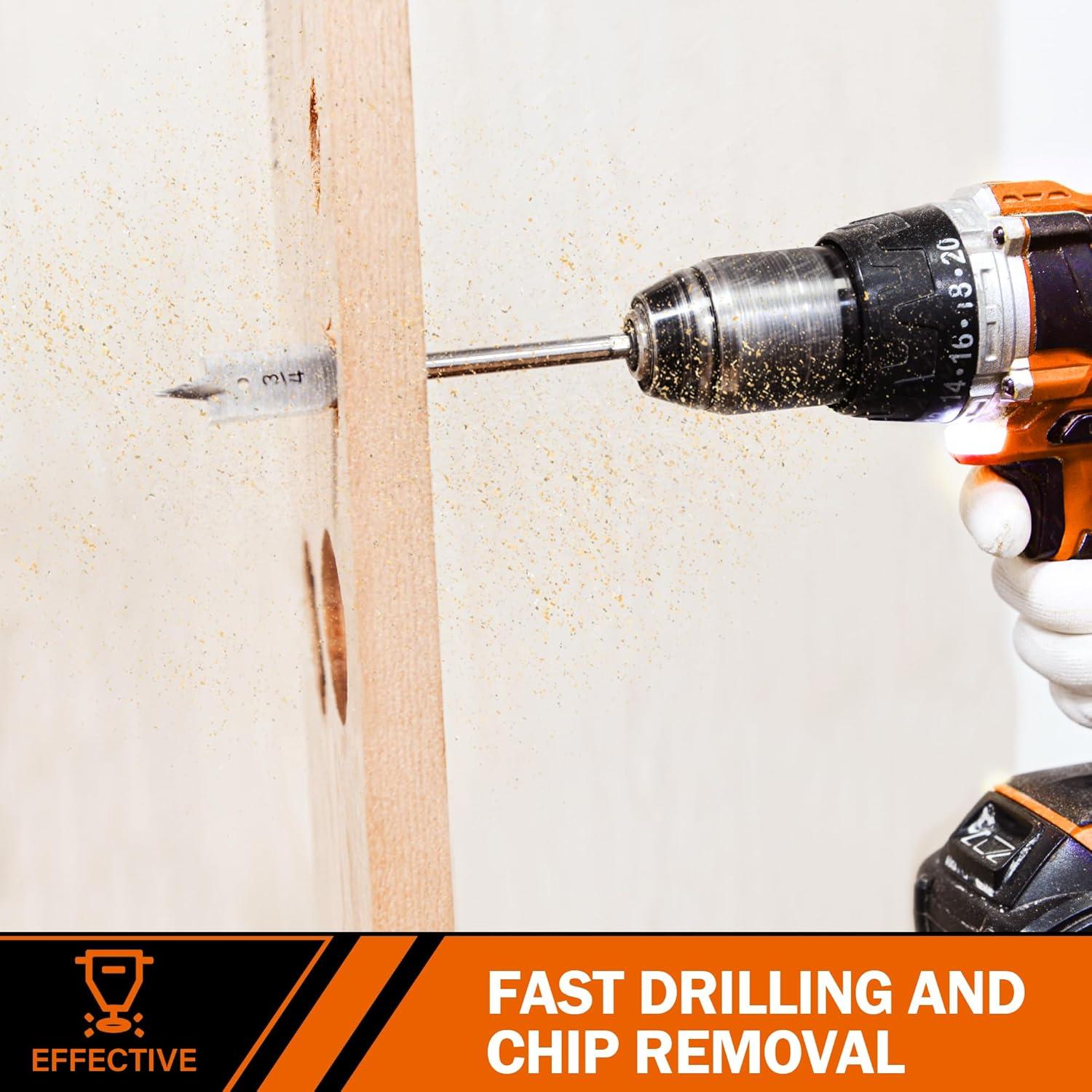 Juego de Brocas de Espada KENDO 13 Piezas Acero Aleado 6.35 a 38.1 mm