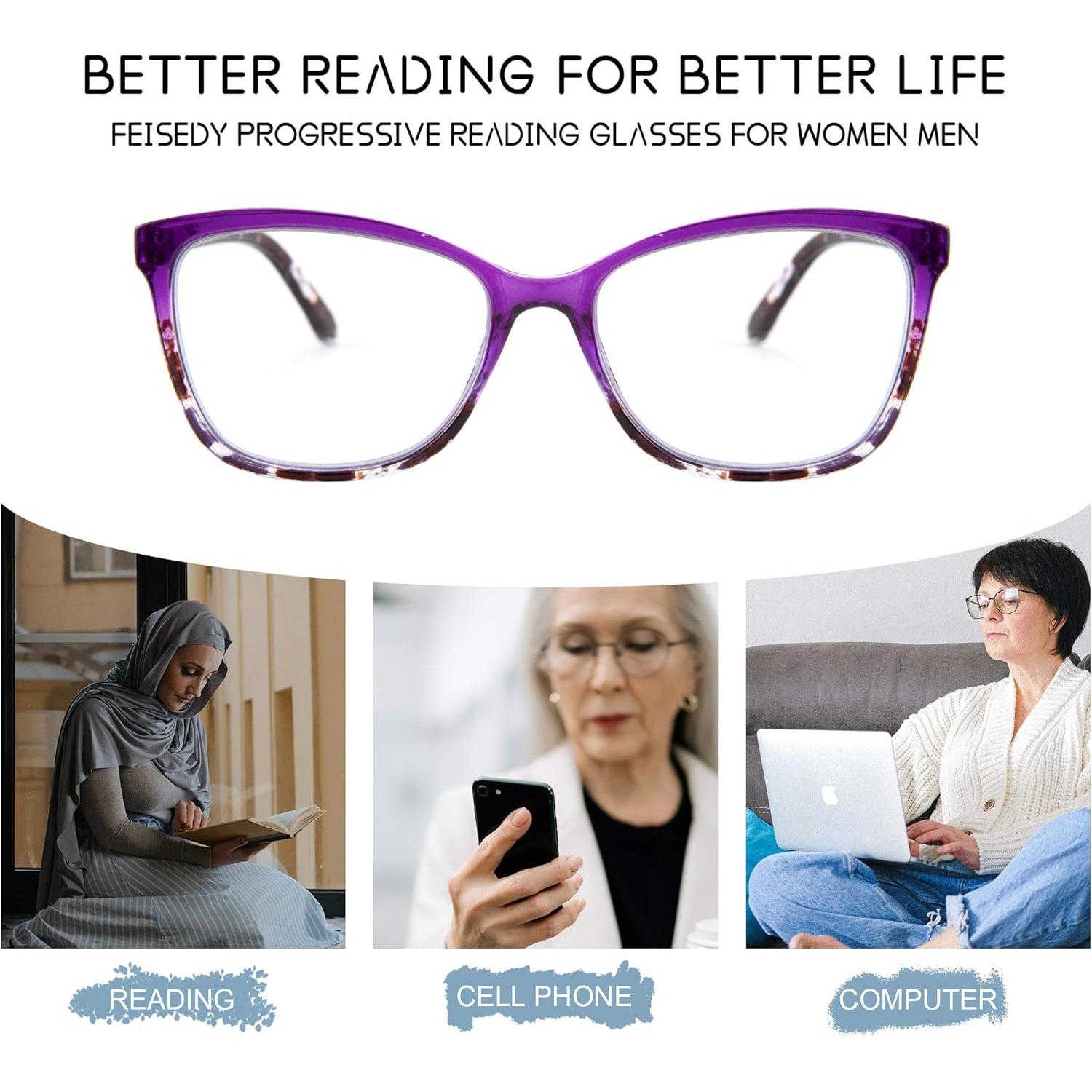 Gafas Progresivas Multifocales FEISEDY con Filtro Luz Azul 1.0x
