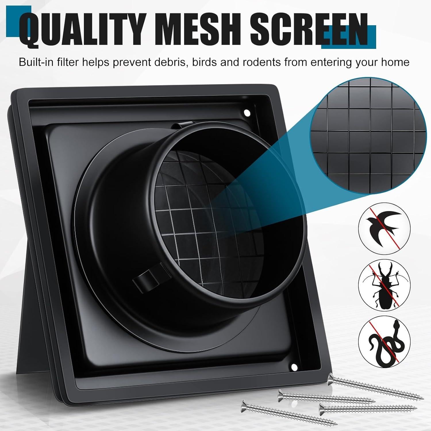 Cubierta de Ventilación para Secadora Gisafai 100 mm Negra