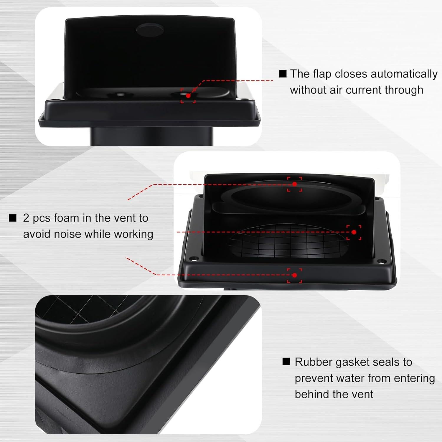 Cubierta de Ventilación para Secadora Gisafai 100 mm Negra
