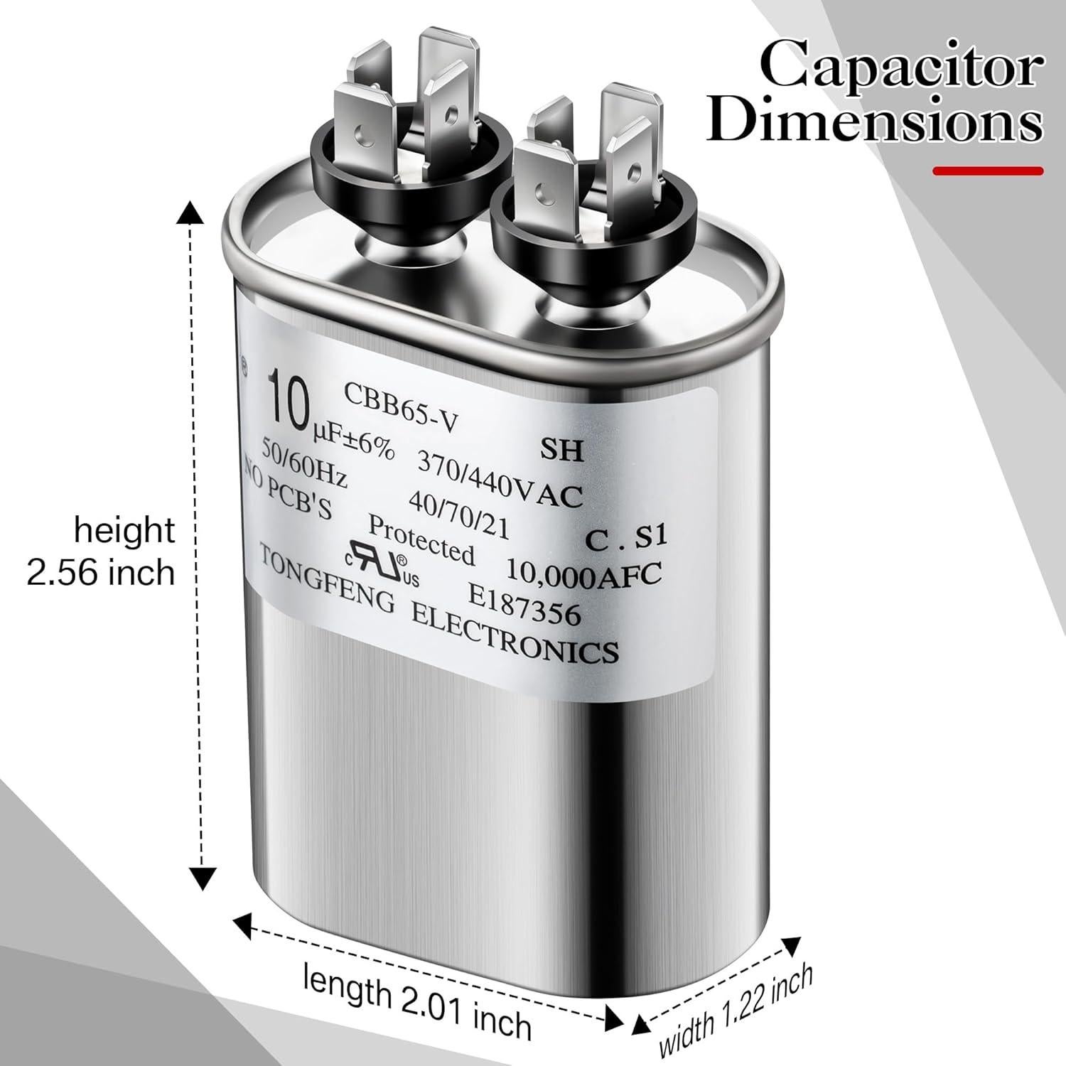 Capacitor Umigy CBB65B-V 10uF 370/440VAC Doble 2 Piezas