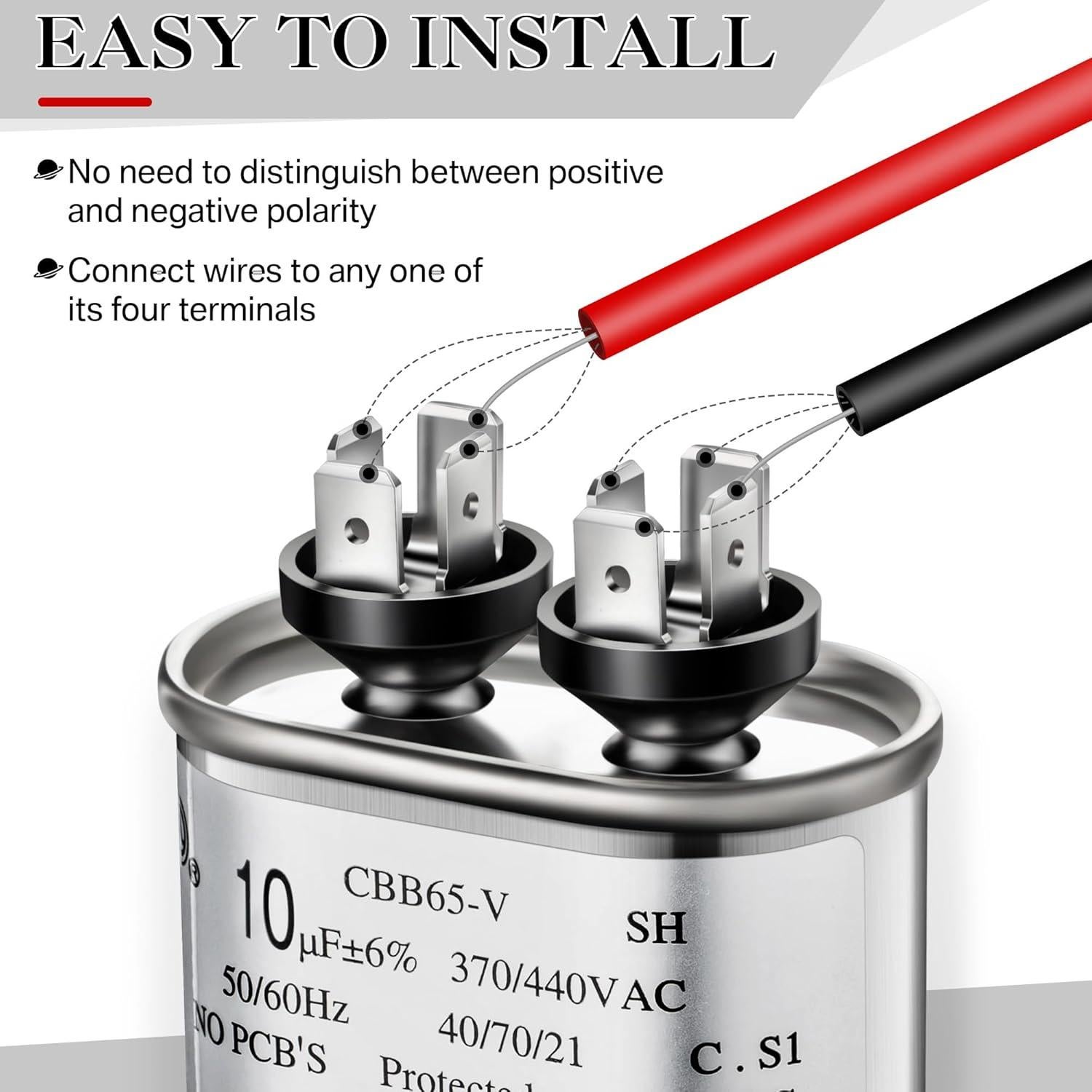 Capacitor Umigy CBB65B-V 10uF 370/440VAC Doble 2 Piezas