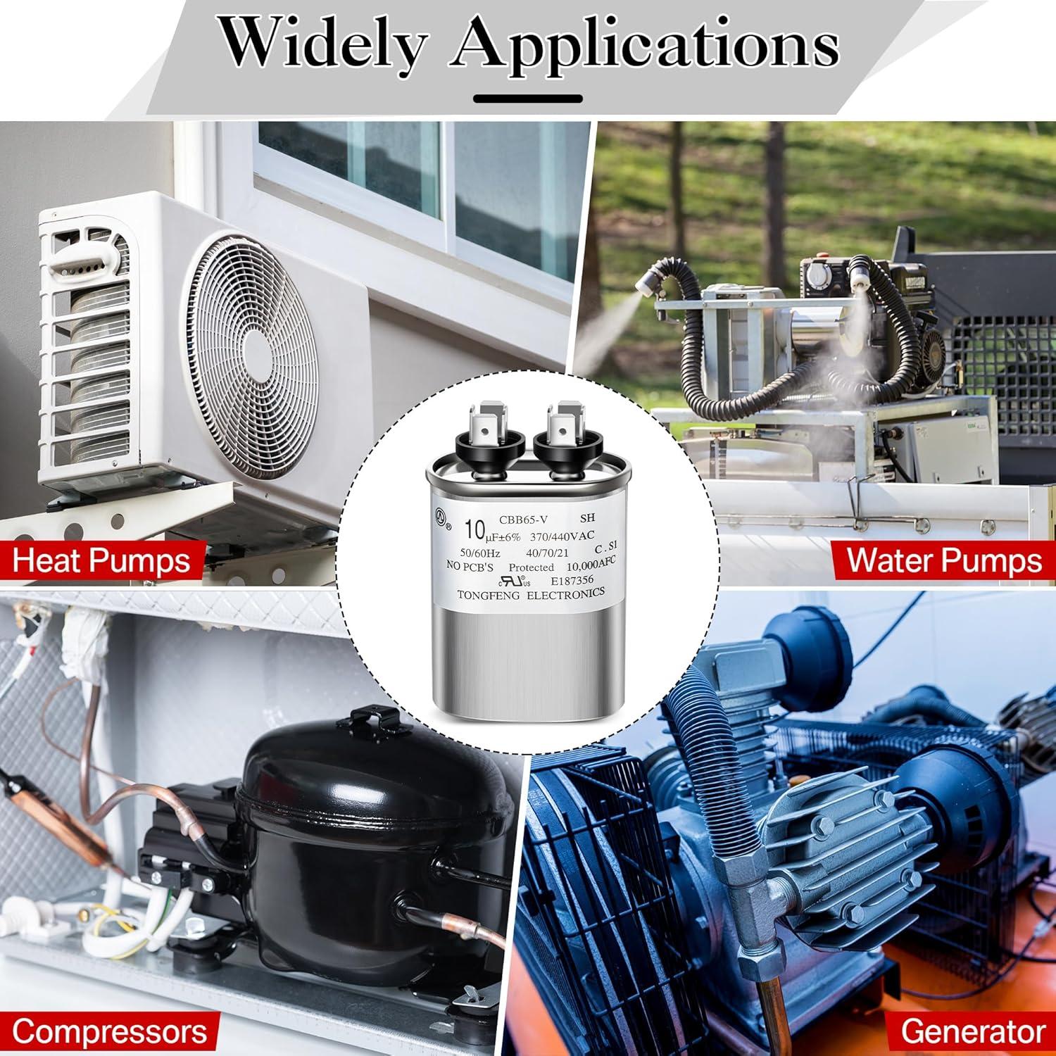 Capacitor Umigy CBB65B-V 10uF 370/440VAC Doble 2 Piezas