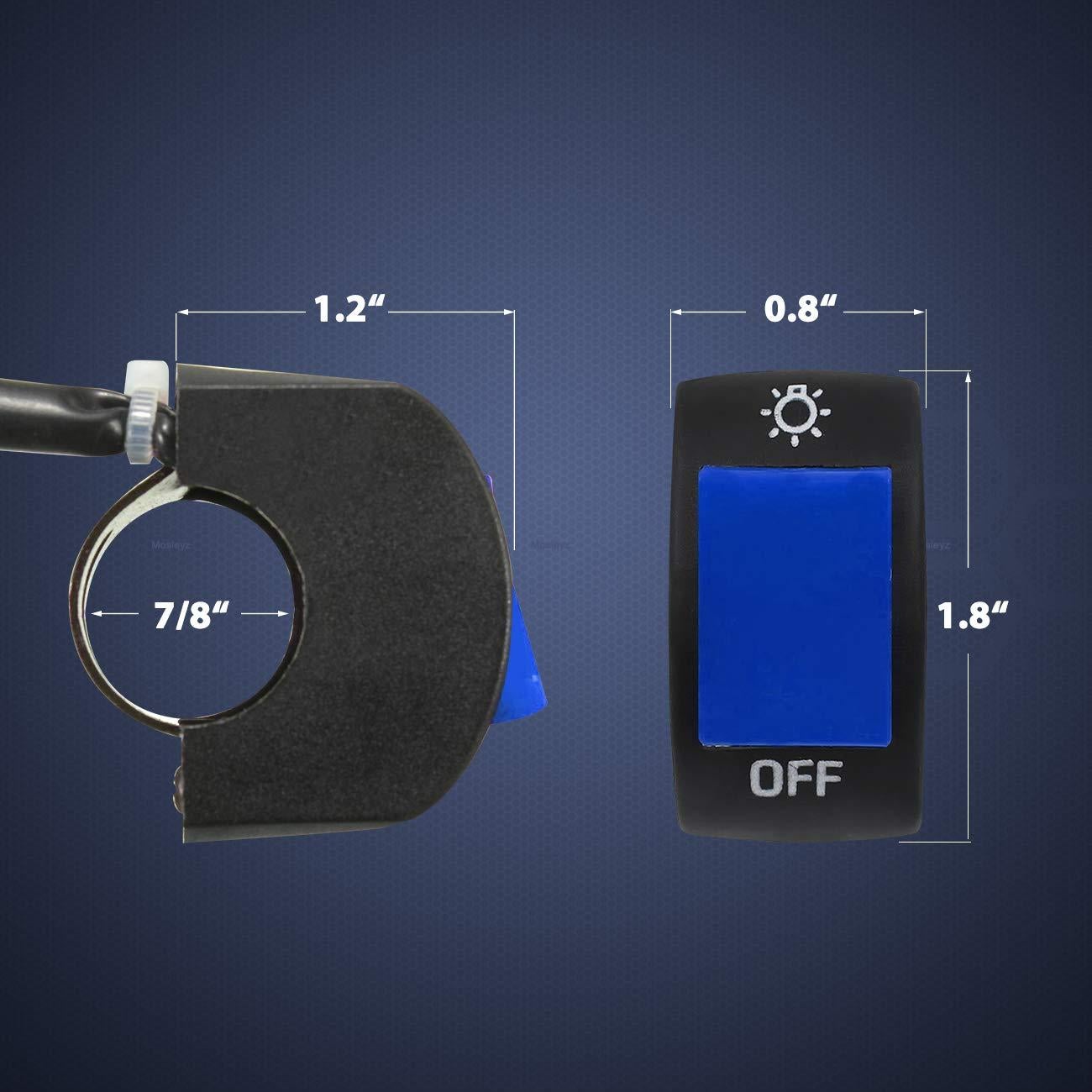Interruptor de Faro de Motocicleta Mosley 7/8" Azul DC12V