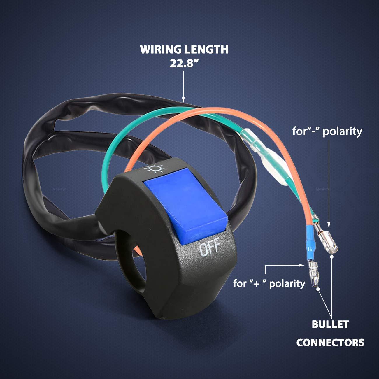 Interruptor de Faro de Motocicleta Mosley 7/8" Azul DC12V