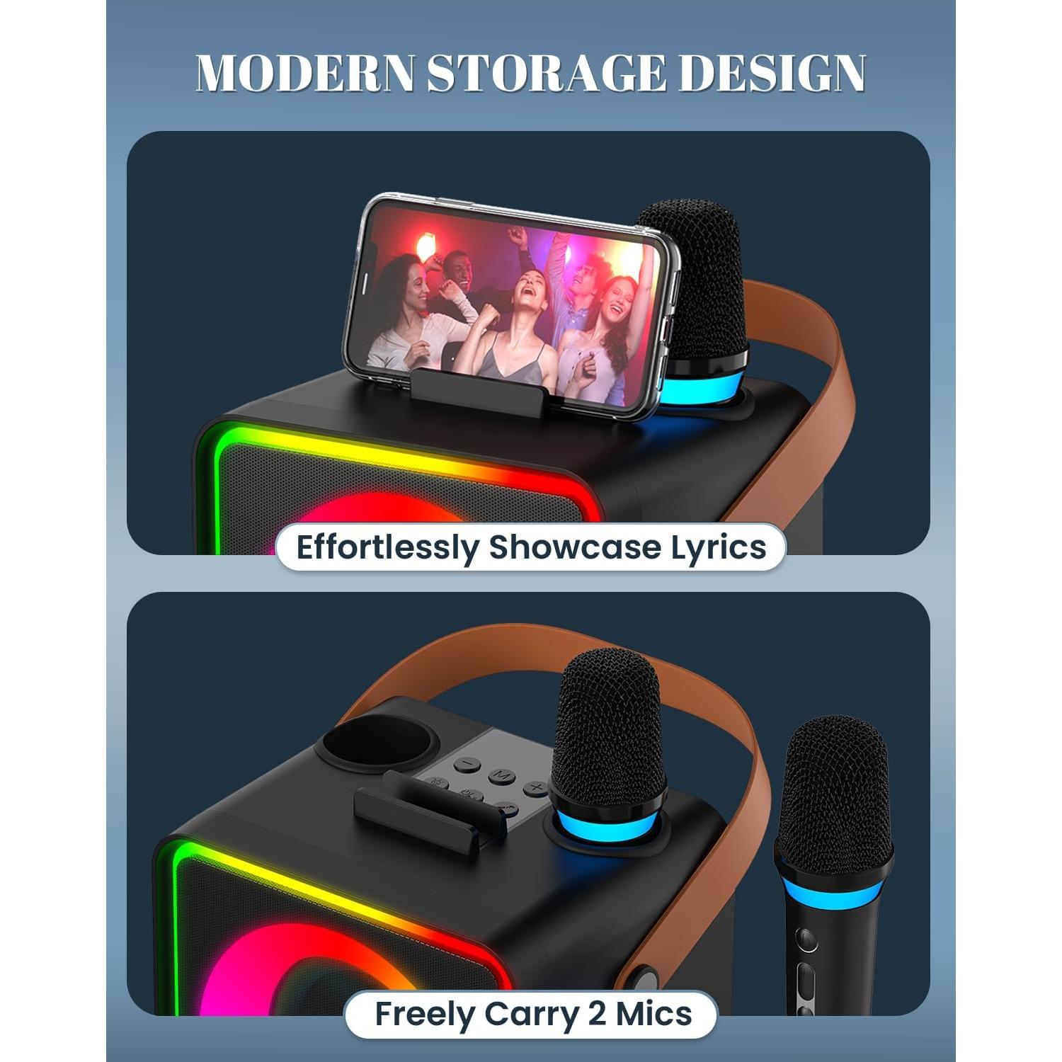 Máquina de Karaoke YLL con 2 Micrófonos Inalámbricos y Bluetooth