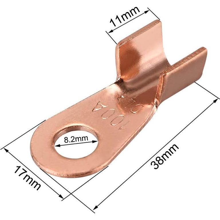 Terminales de Crimpado de Cobre uxcell OT-100A 100A 10-25 mm2 5pcs
