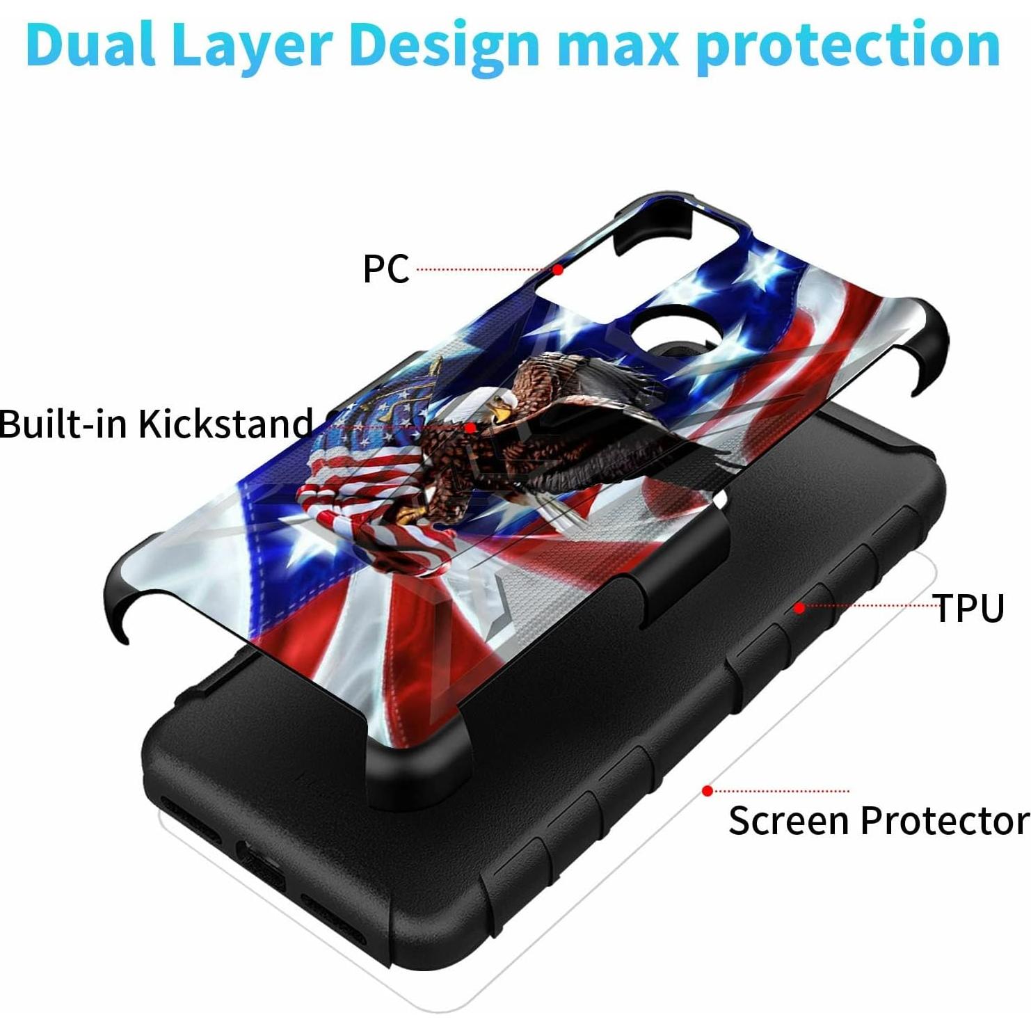 Funda Doble Capa Dikoer para Cricket Ovation 3 - Bandera Americana
