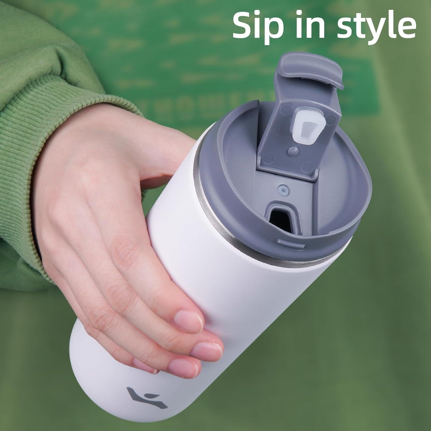 Taza de café de viaje Konokyo 12 oz Acero inoxidable Beige