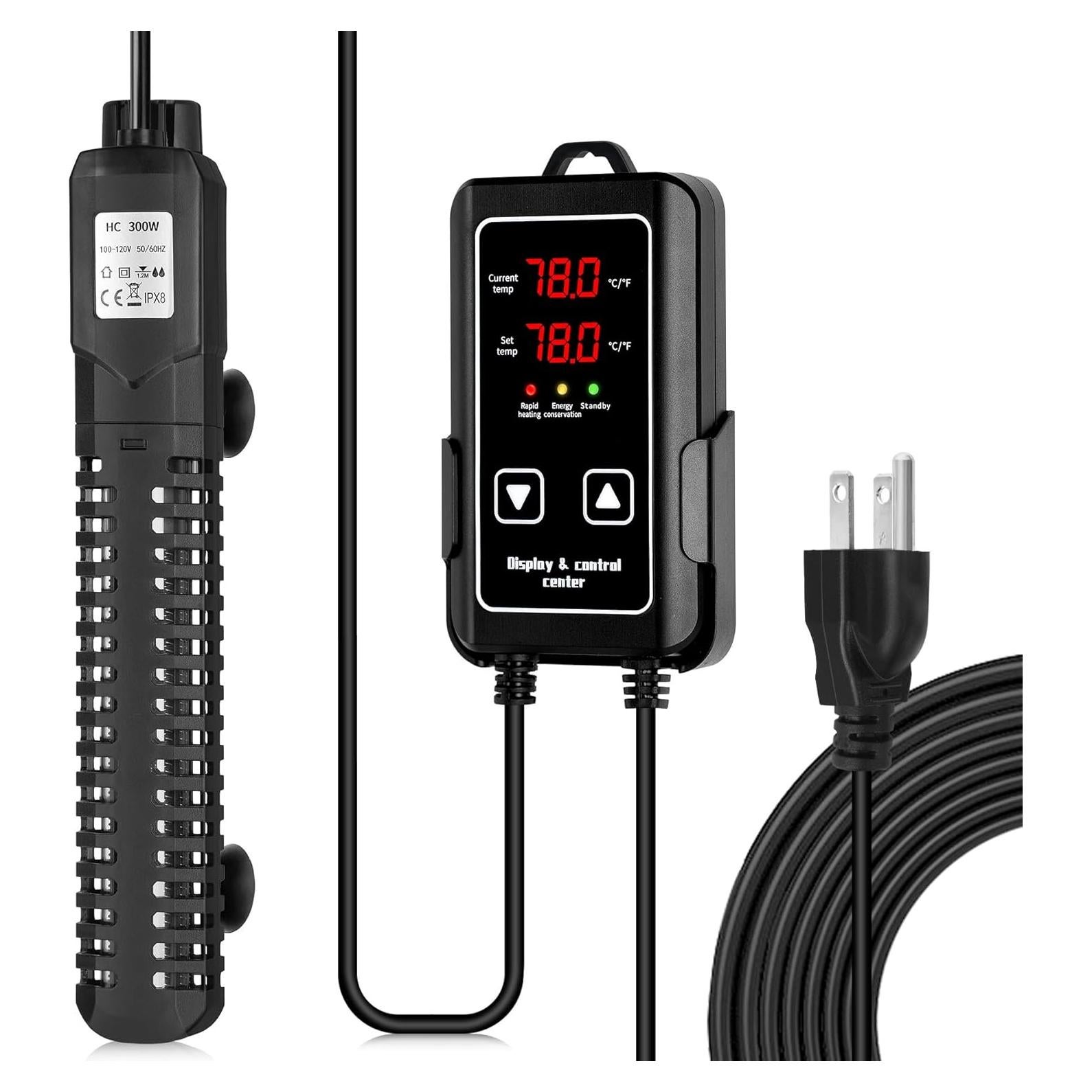 Calentador de Acuario SaySummer 300W para 75-284L Agua Dulce/Salada