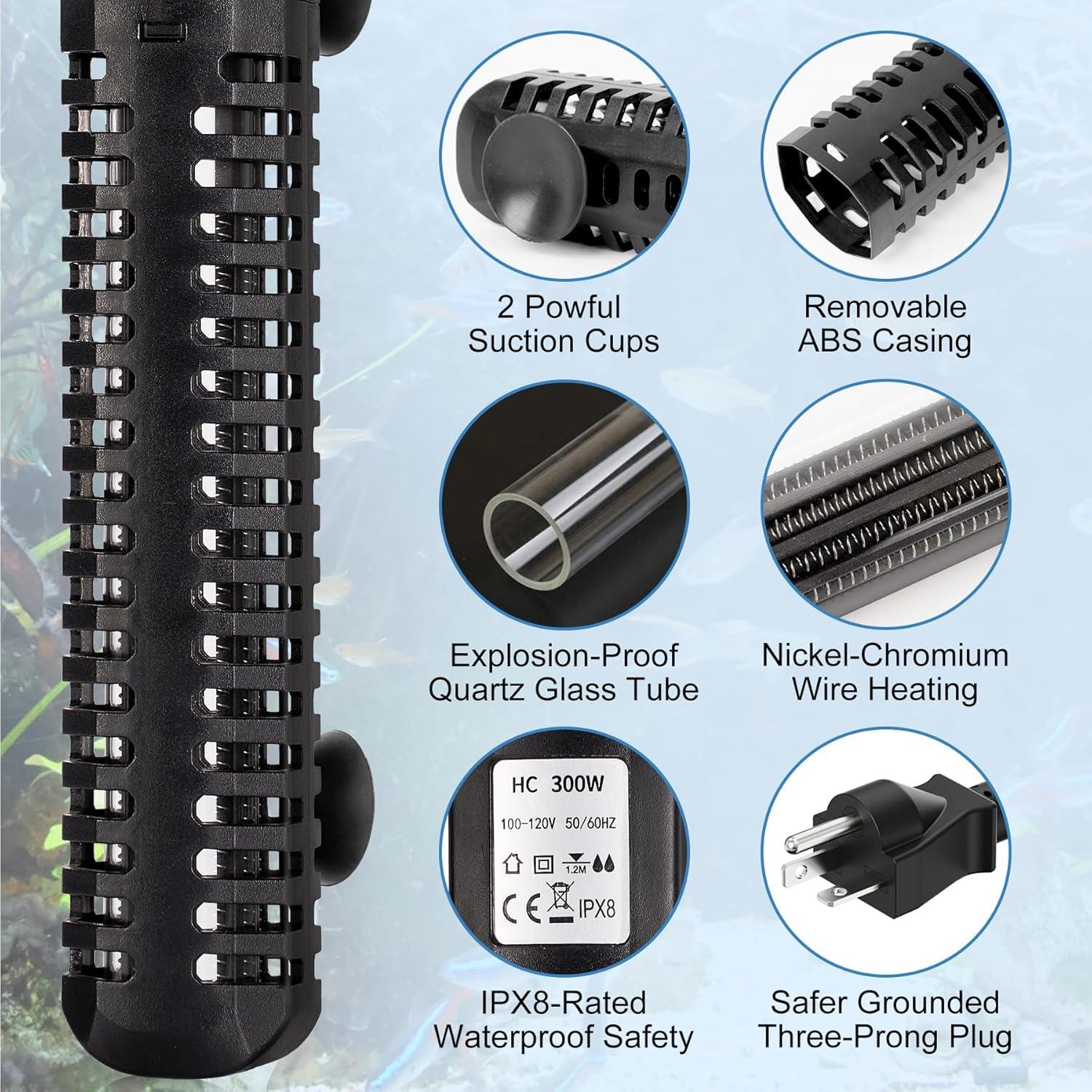 Calentador de Acuario SaySummer 300W para 75-284L Agua Dulce/Salada