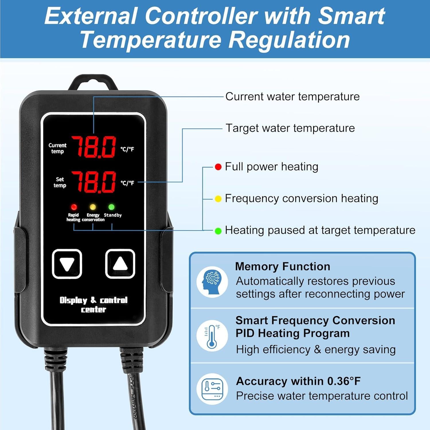 Calentador de Acuario SaySummer 300W para 75-284L Agua Dulce/Salada