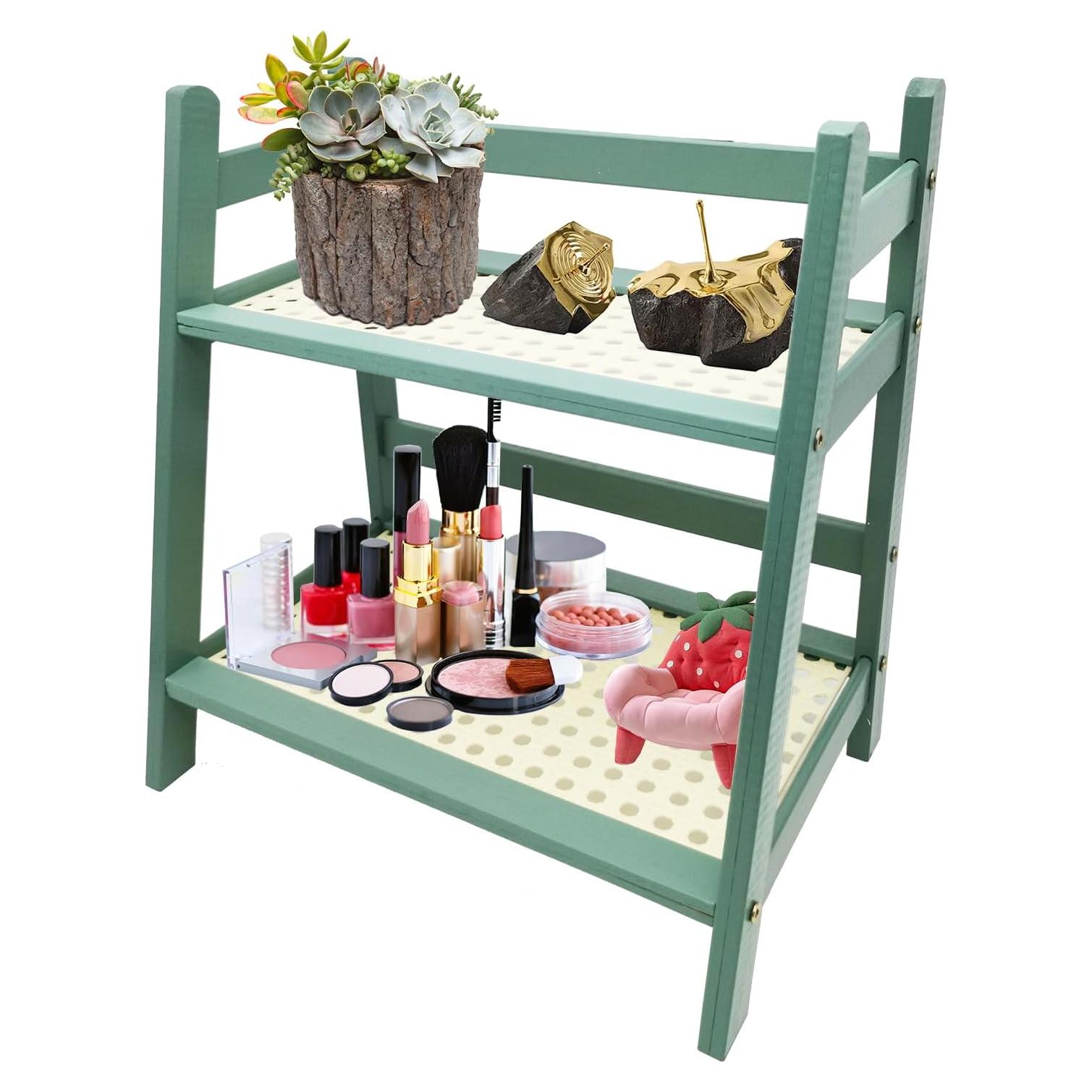 Soporte de Exhibición de Madera Kornnapa 2 Niveles Verde